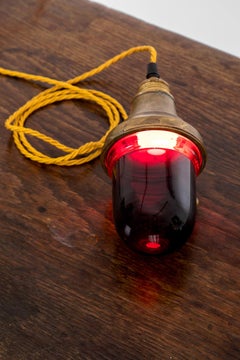 Early Darkroom Lamp with Brass Coloured Aluminum Holder, circa 1930