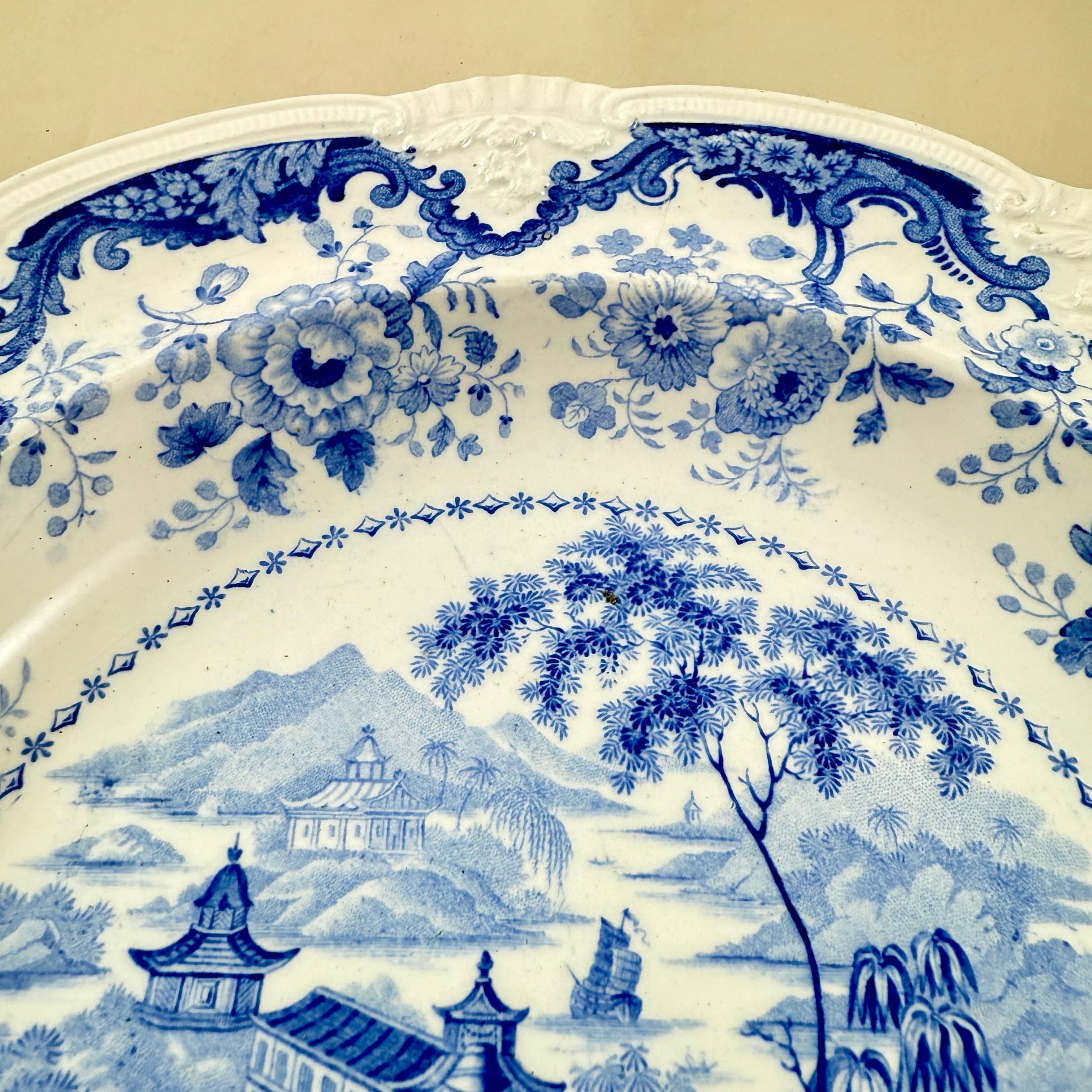 Assiettes creuses Davenport en porcelaine bleue et blanche, set de quatre en vente 3