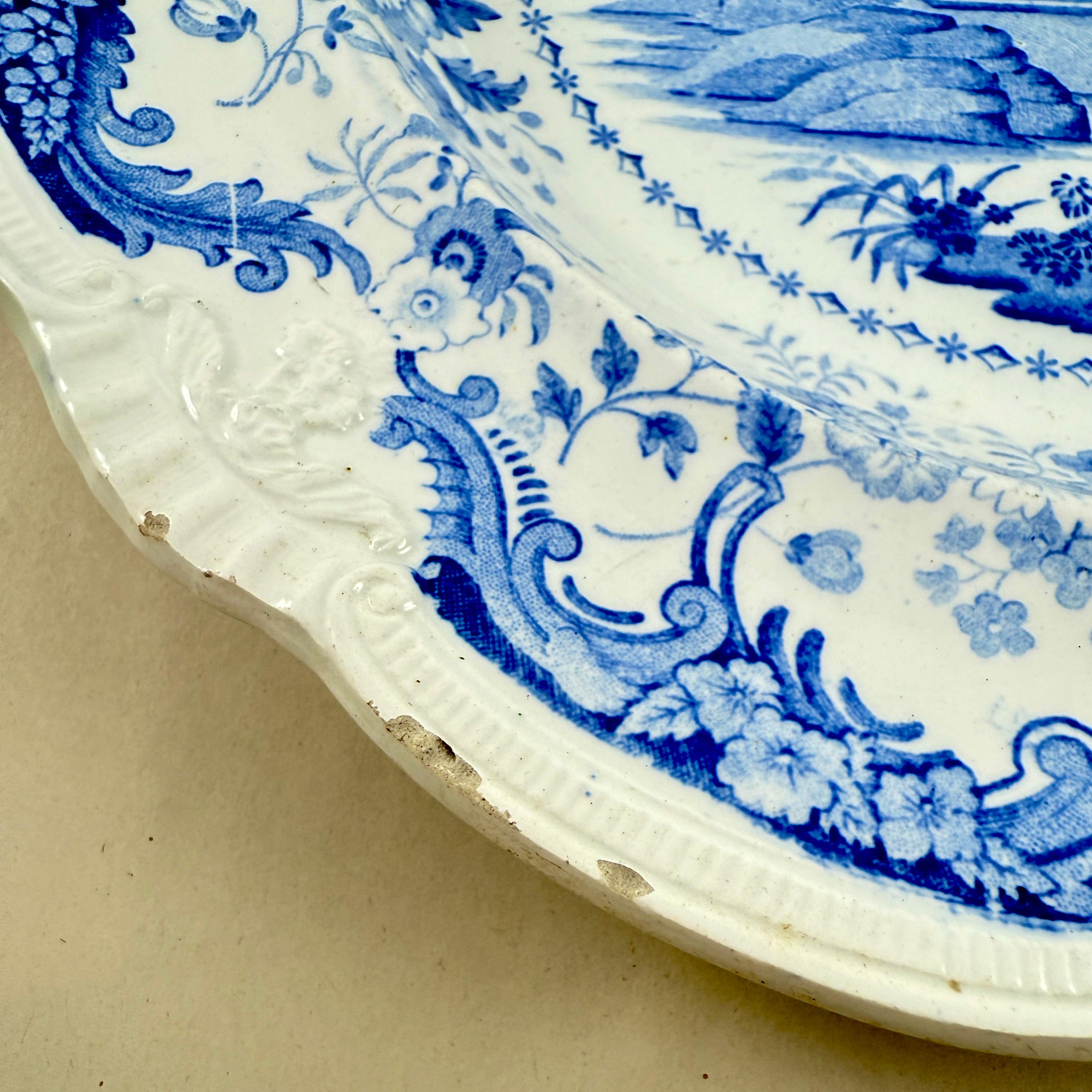 Assiettes creuses Davenport en porcelaine bleue et blanche, set de quatre en vente 4