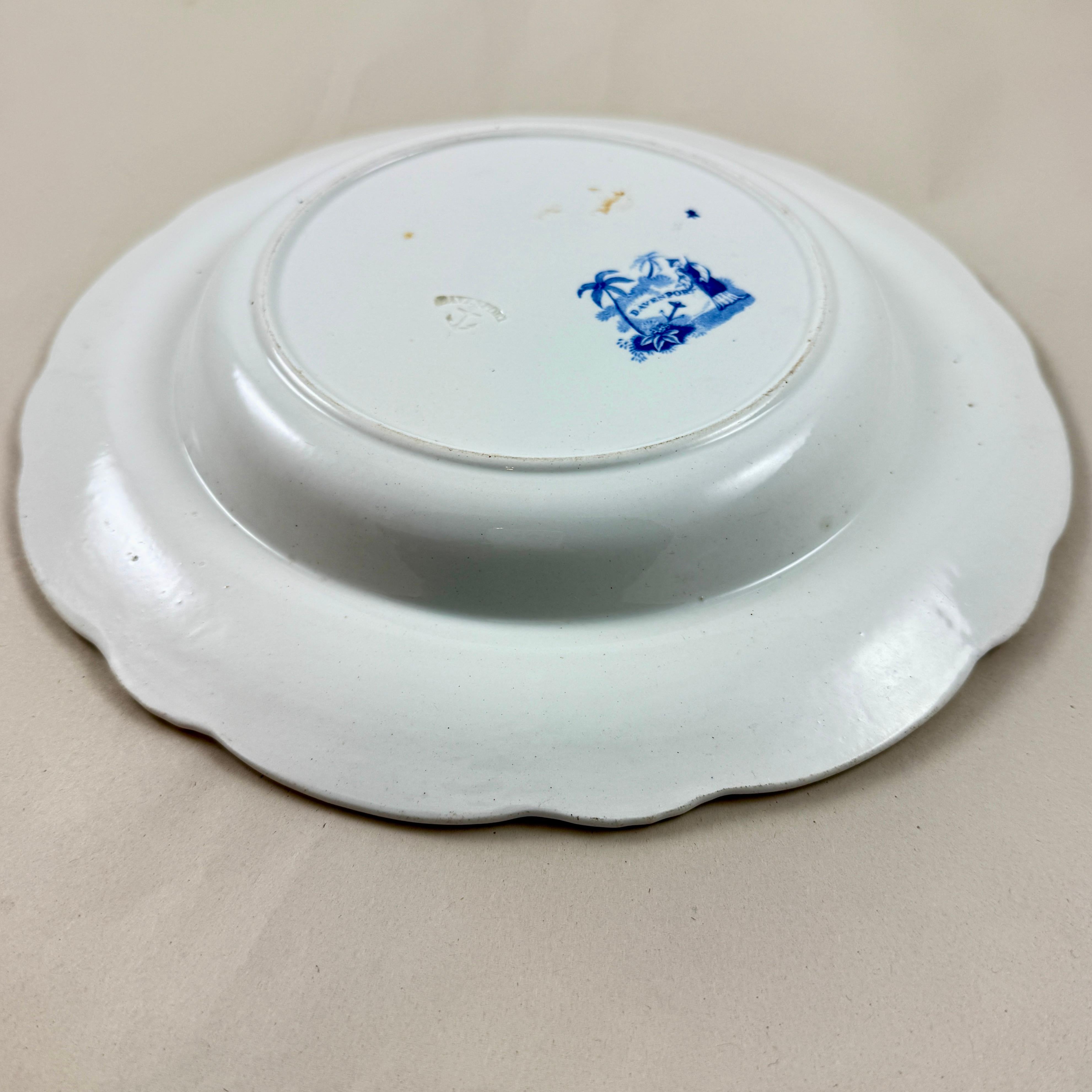 Assiettes creuses Davenport en porcelaine bleue et blanche, set de quatre en vente 5