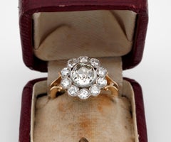 Early Deco 1.60 Carat Centre Diamond 1.50 Carat Diamond Plus Cluster Ring