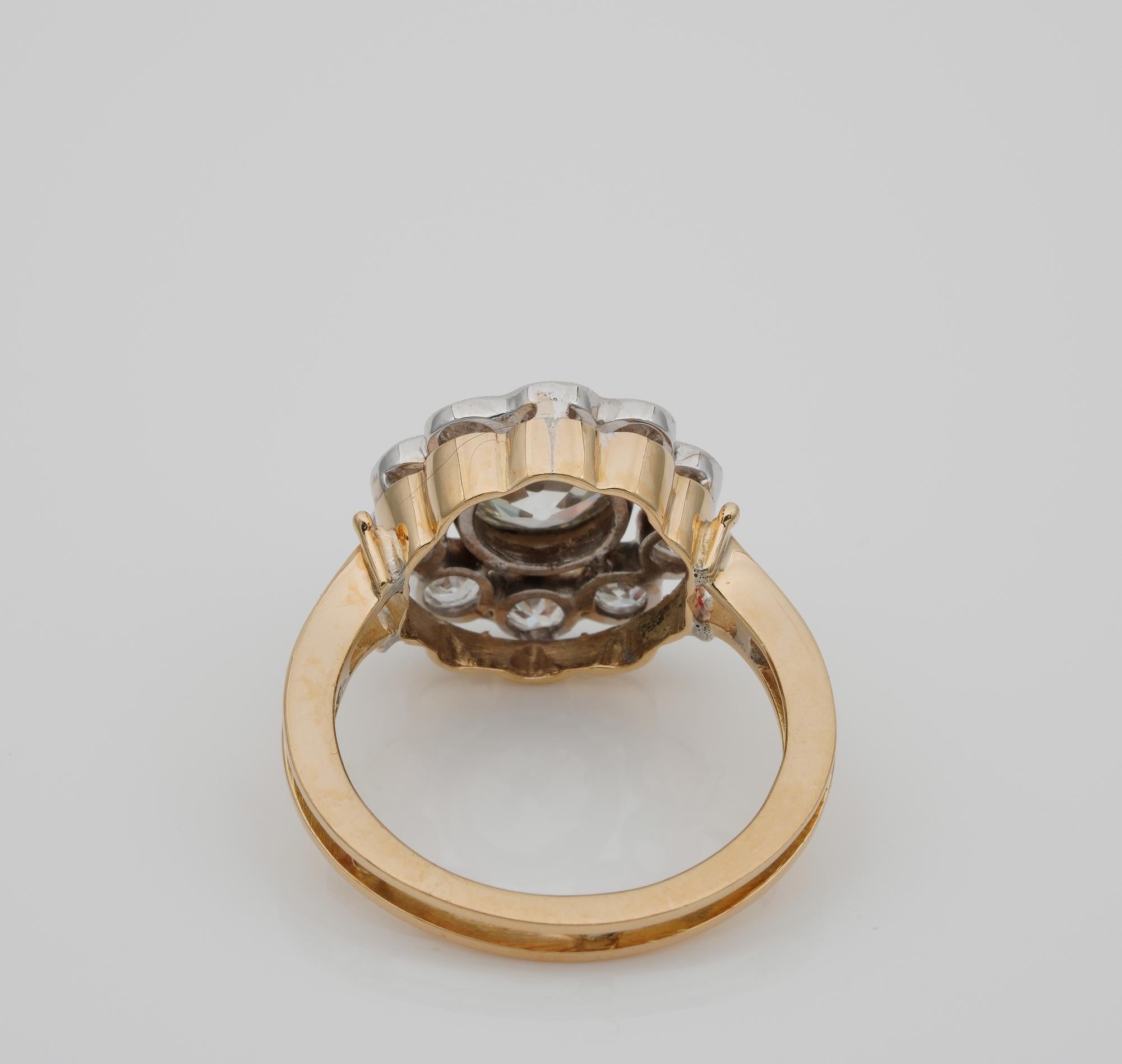 Early Deco 1.60 Carat Centre Diamond 1.50 Carat Diamond Plus Cluster Ring For Sale 3
