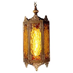 Antique Early Decorative Amber Glass Gothic Pendent