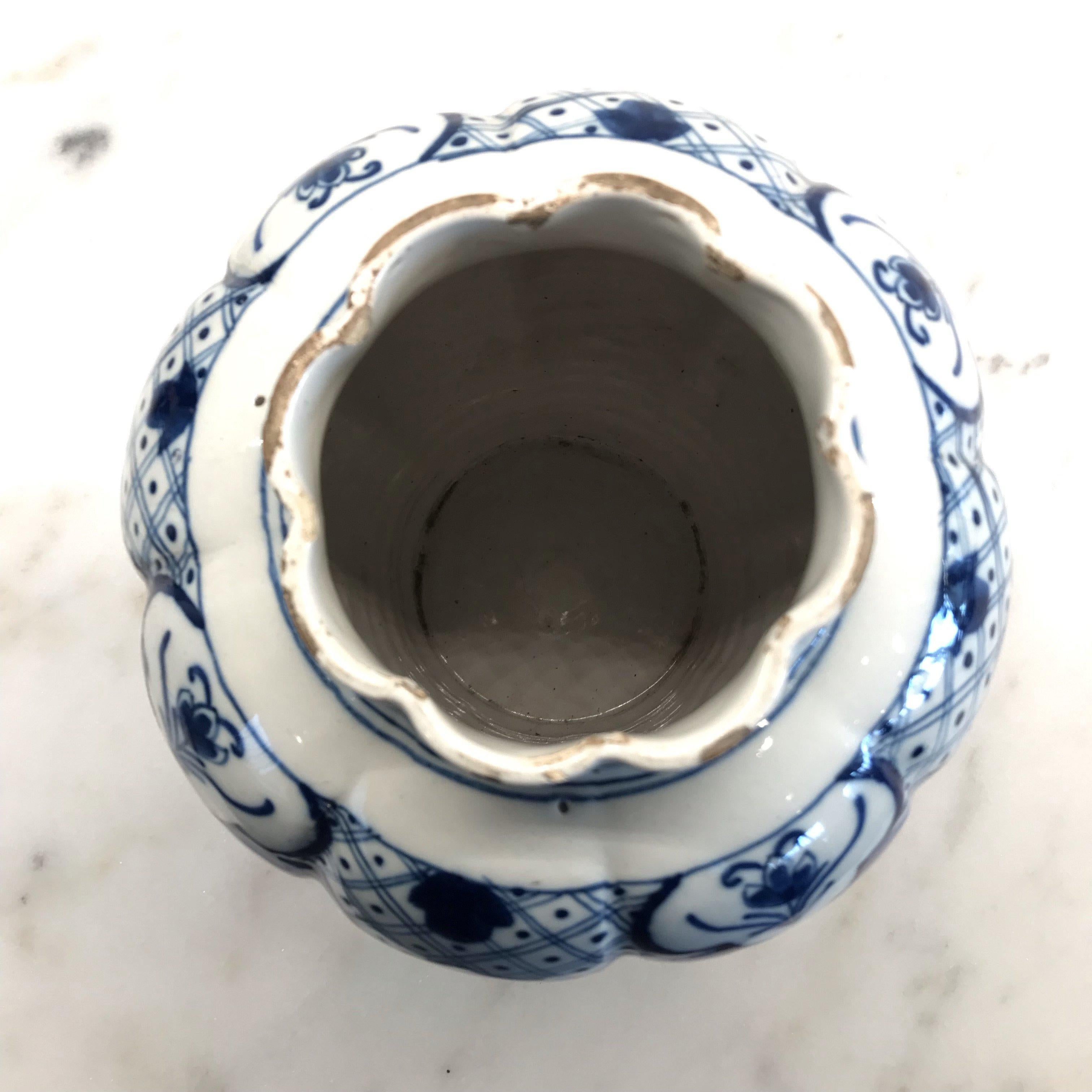 Early Delft Blue and White Vase with Top 5