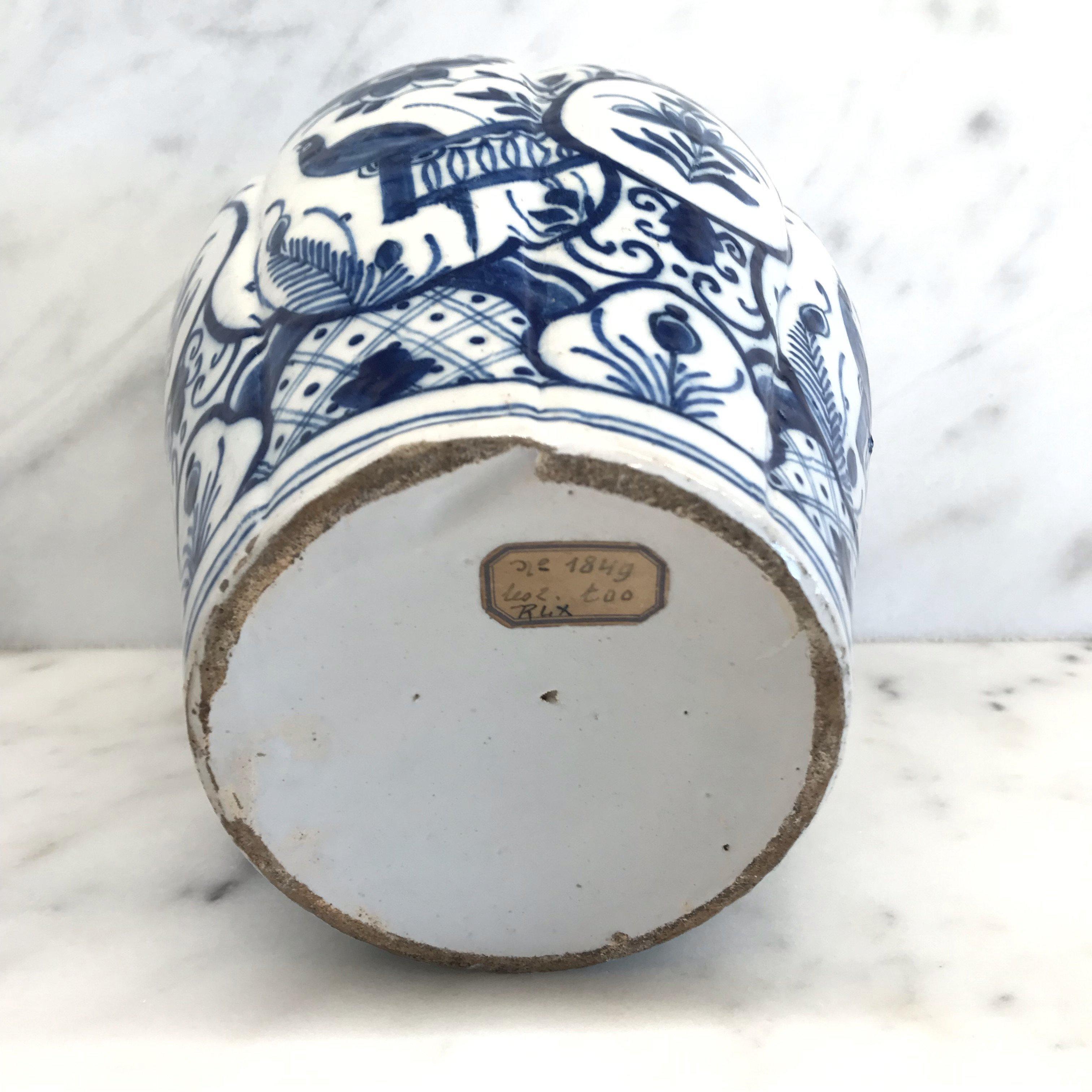 Early Delft Blue and White Vase with Top 6