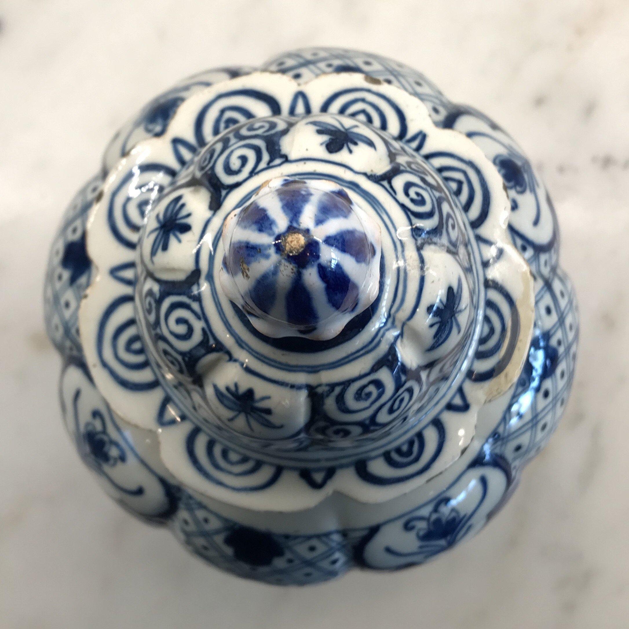 Early Delft Blue and White Vase with Top 4