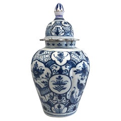 Early Delft Blue and White Vase with Top