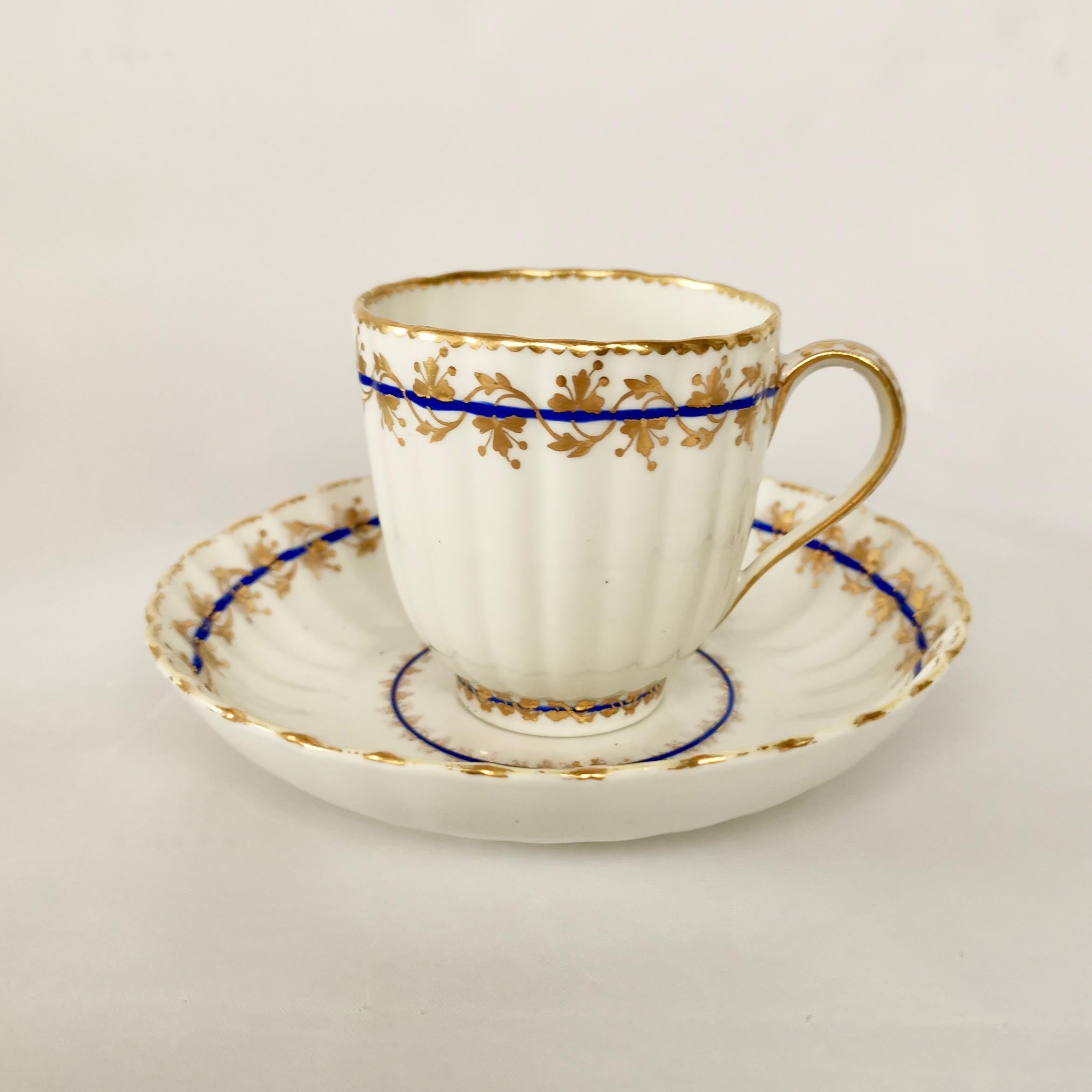 Crown Derby Porcelain Breakfast Tea Set, White and Gilt, George III, 1782-1800 9