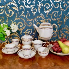 Crown Derby Porcelain Breakfast Tea Set, White and Gilt, George III, 1782-1800
