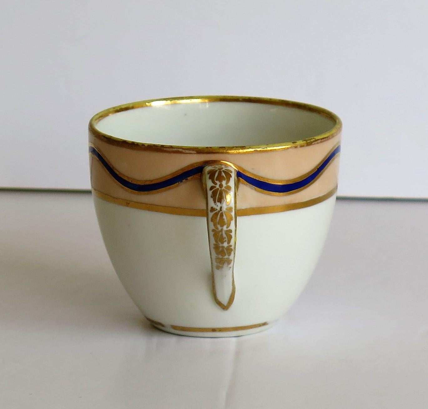 Early Derby Porcelain Cup & Saucer Rare Pattern 128 Puce Crown Marks, circa 1795 For Sale 2