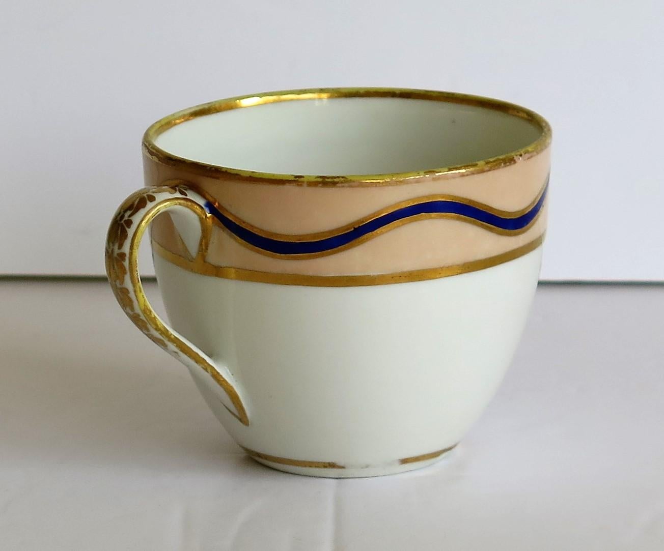 Early Derby Porcelain Cup & Saucer Rare Pattern 128 Puce Crown Marks, circa 1795 For Sale 3