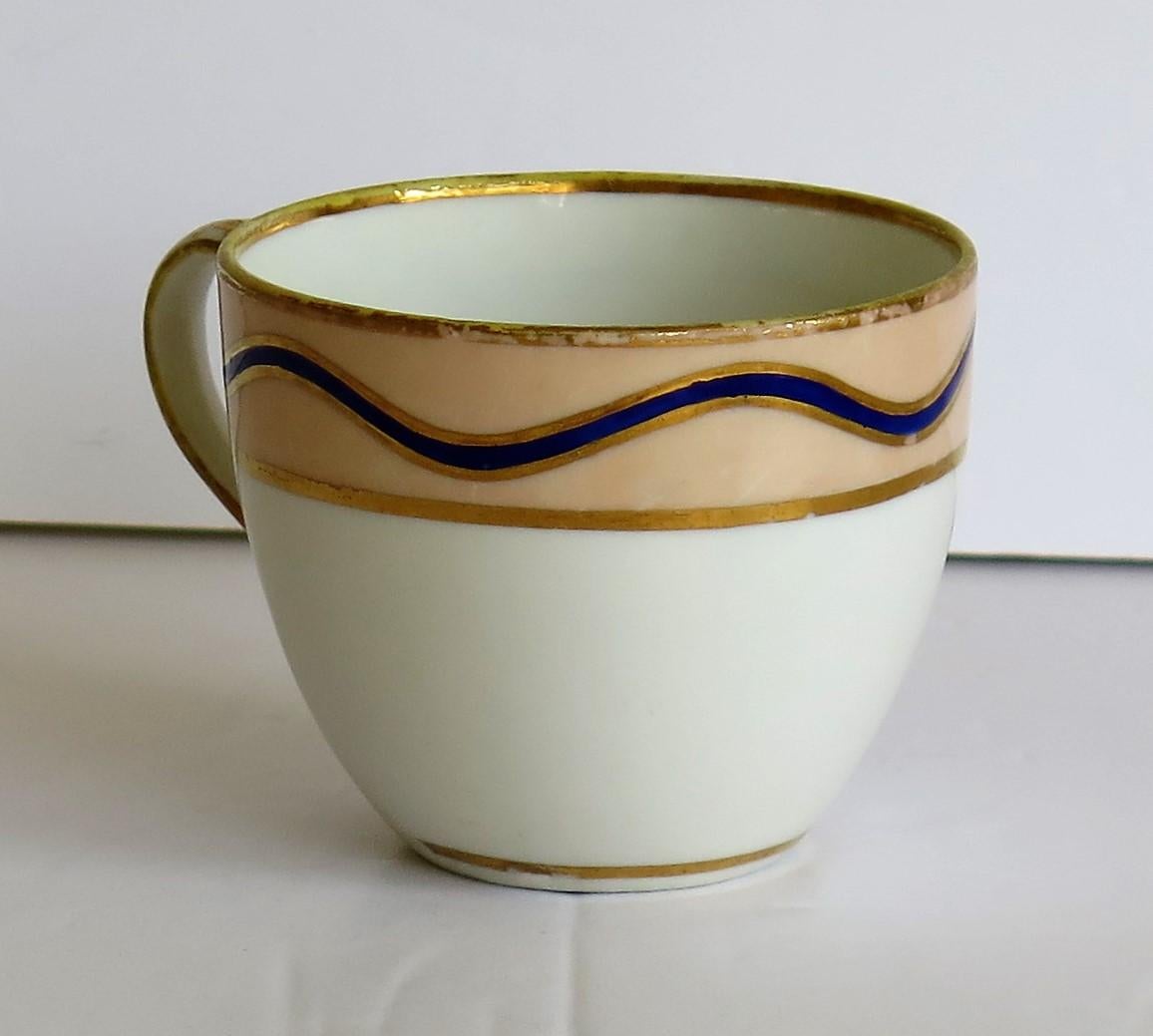 Early Derby Porcelain Cup & Saucer Rare Pattern 128 Puce Crown Marks, circa 1795 For Sale 4