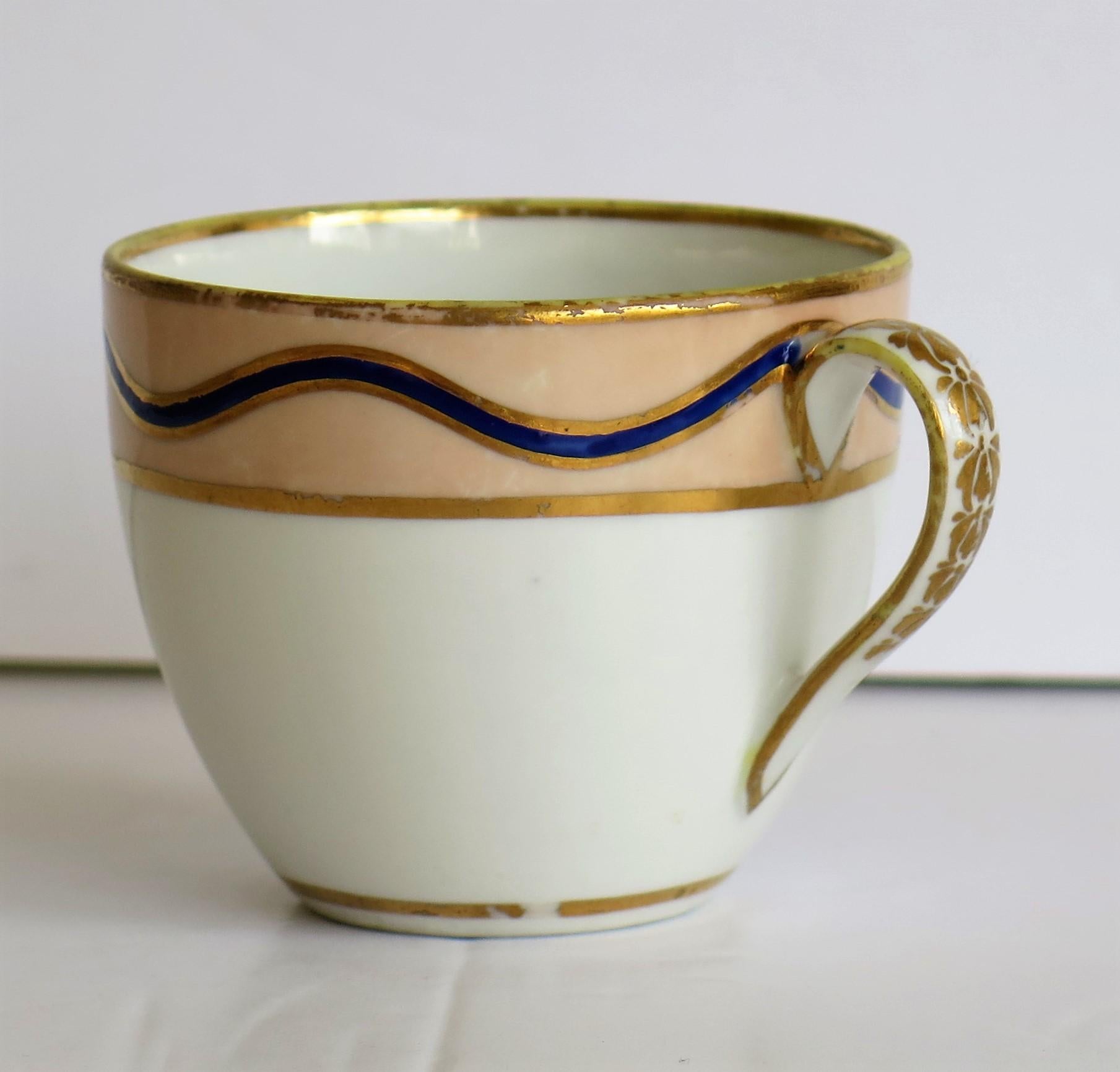 Early Derby Porcelain Cup & Saucer Rare Pattern 128 Puce Crown Marks, circa 1795 For Sale 5