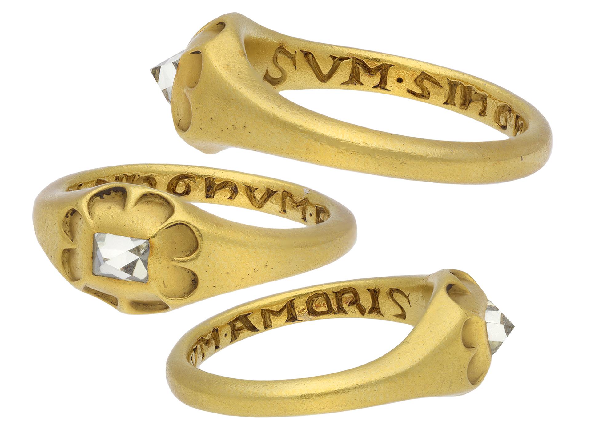 Early Diamond Solitaire Ring 'I am a Token of Love', circa 16th Century For Sale 1