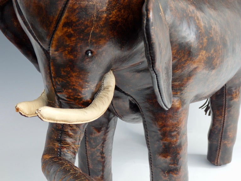 Early Dimitri Omersa for Saks Fifth Avenue Leather Elephant Footstool