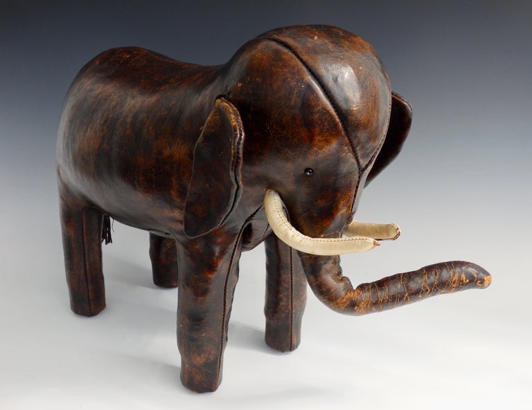 Early Dimitri Omersa for Saks Fifth Avenue Leather Elephant Footstool