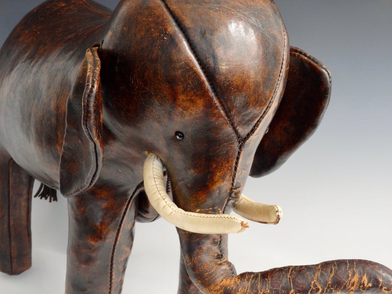 Early Dimitri Omersa for Saks Fifth Avenue Leather Elephant Footstool