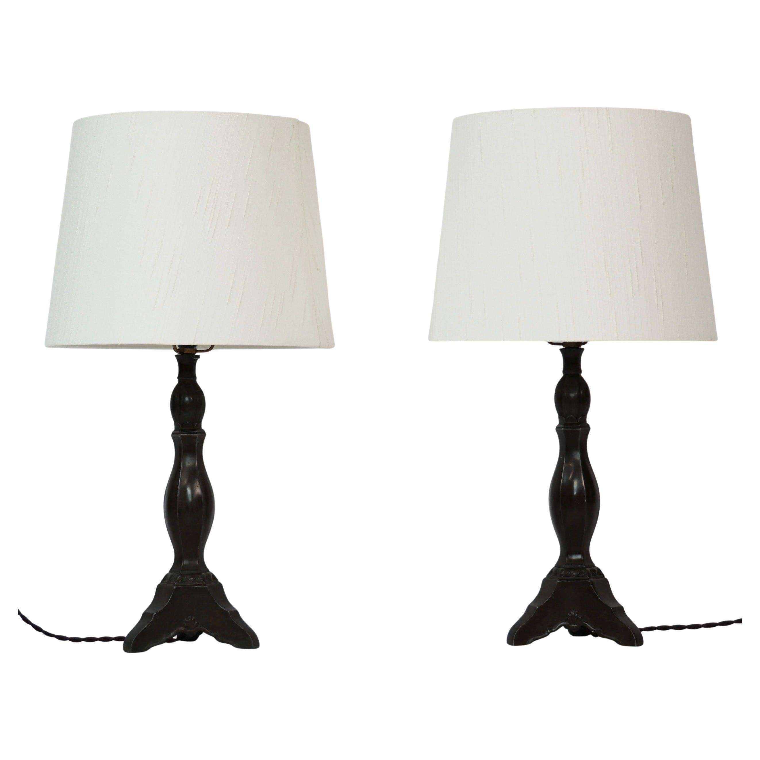 Lampes de table Diskometal de Just Andersen, années 1920, Danemark
