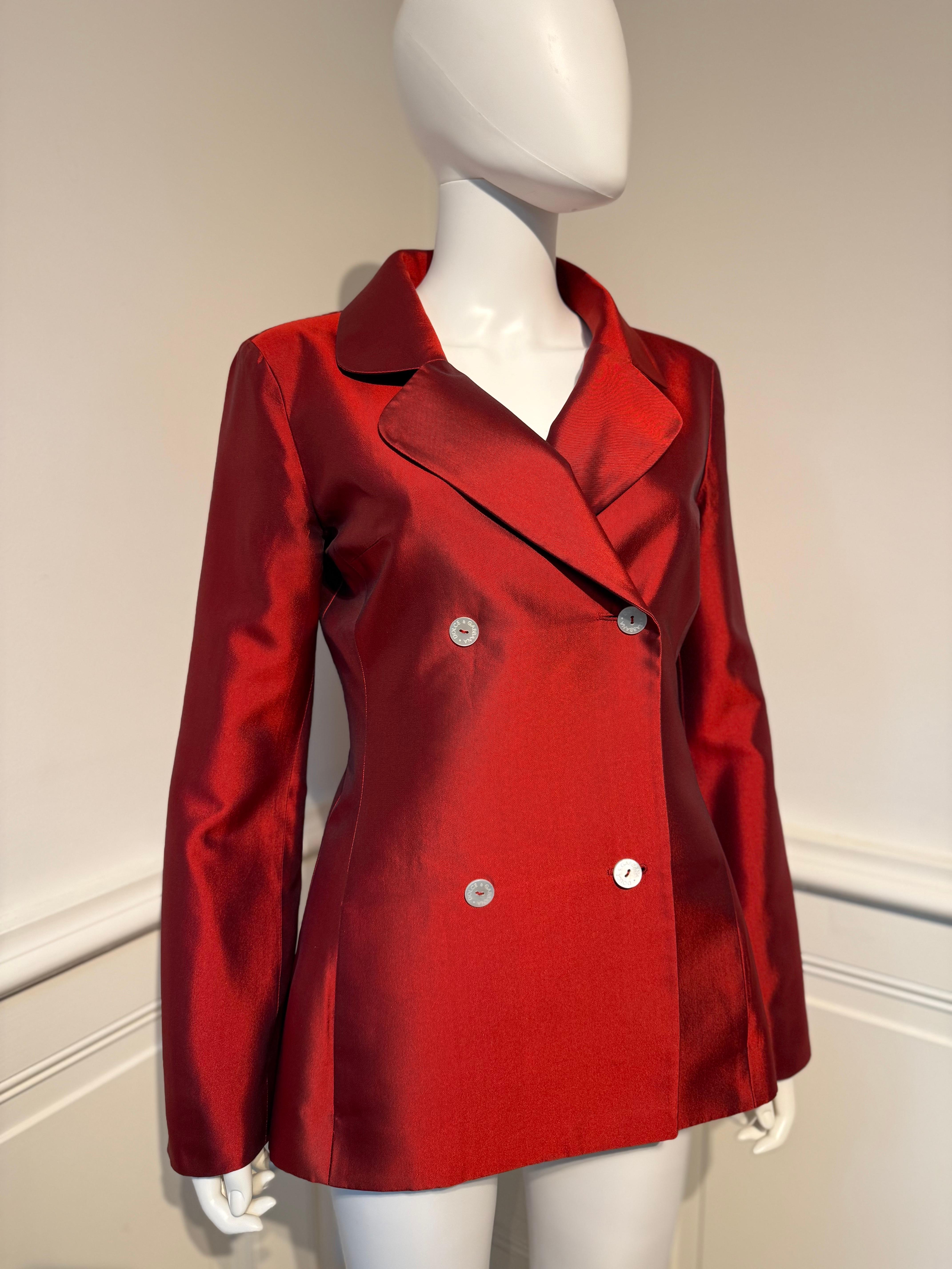 Women's or Men's Early Documented Dolce&Gabbana Runway Silk Jacket SS 1996 worn by Yasmeen Ghauri For Sale