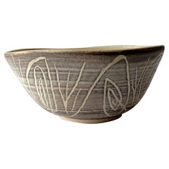 Early Dora De Larios California Studio Pottery Bowl with Abstract Modern Design