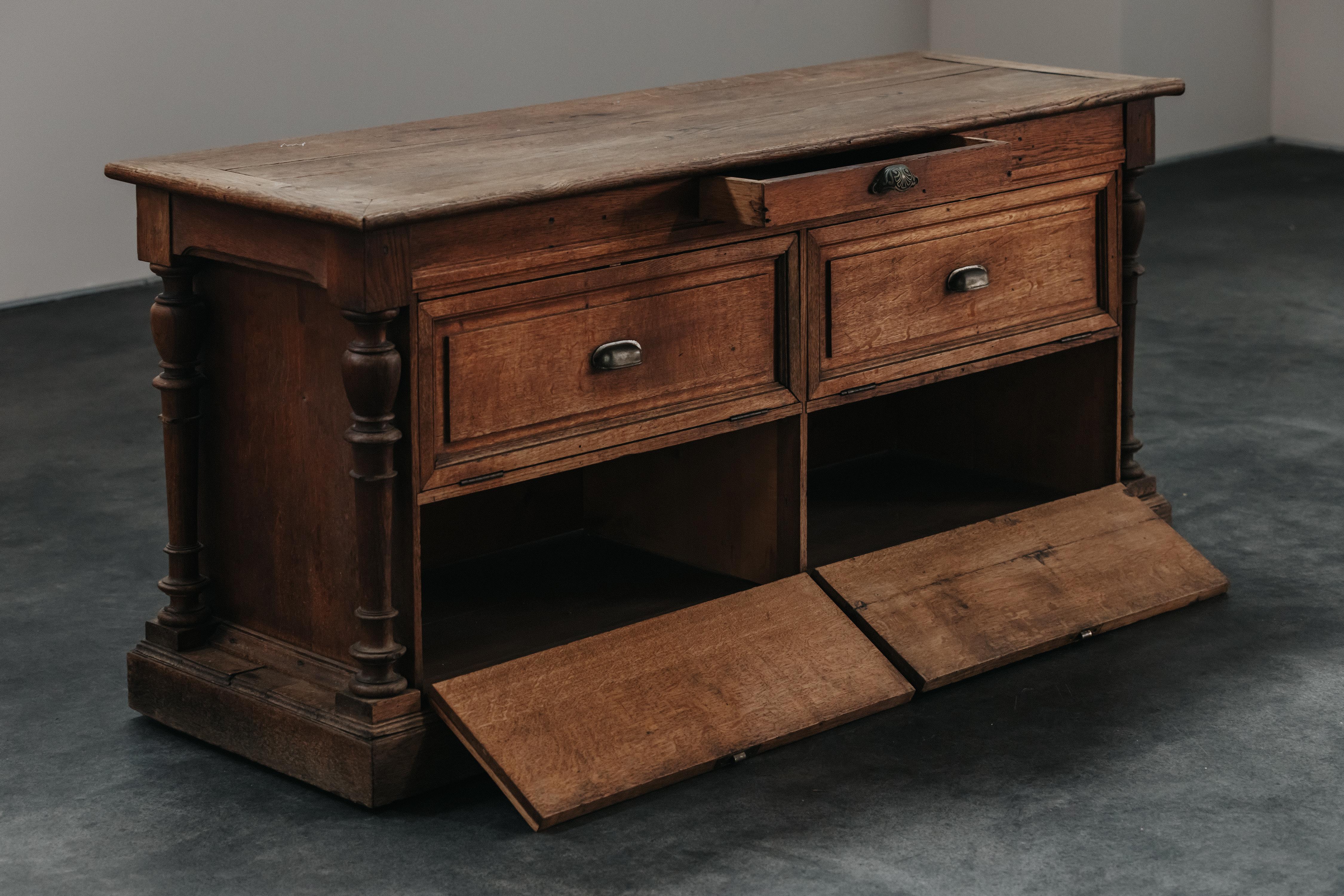 European Early Double Sided Shop Counter From France, Circa 1900 For Sale