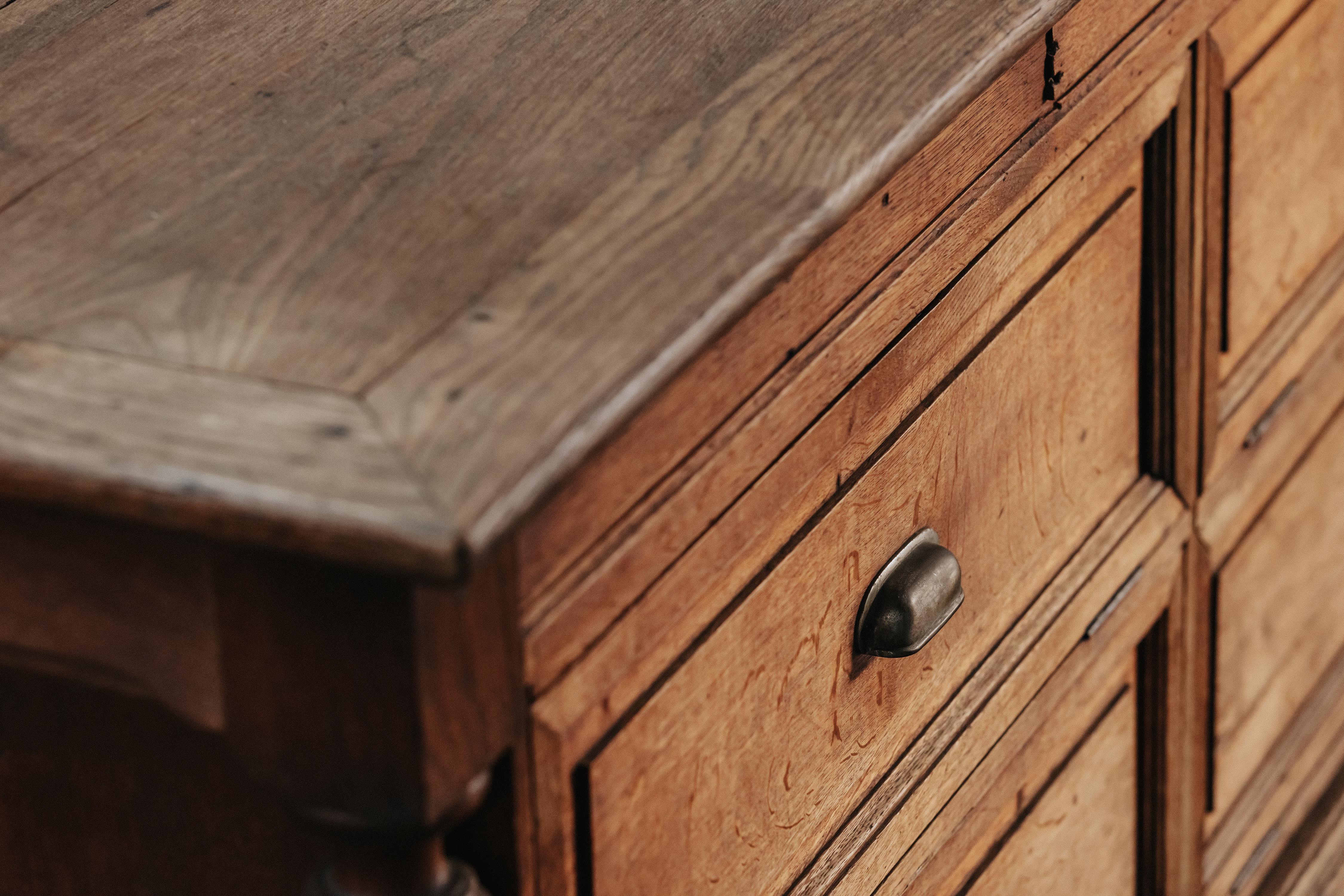 Oak Early Double Sided Shop Counter From France, Circa 1900