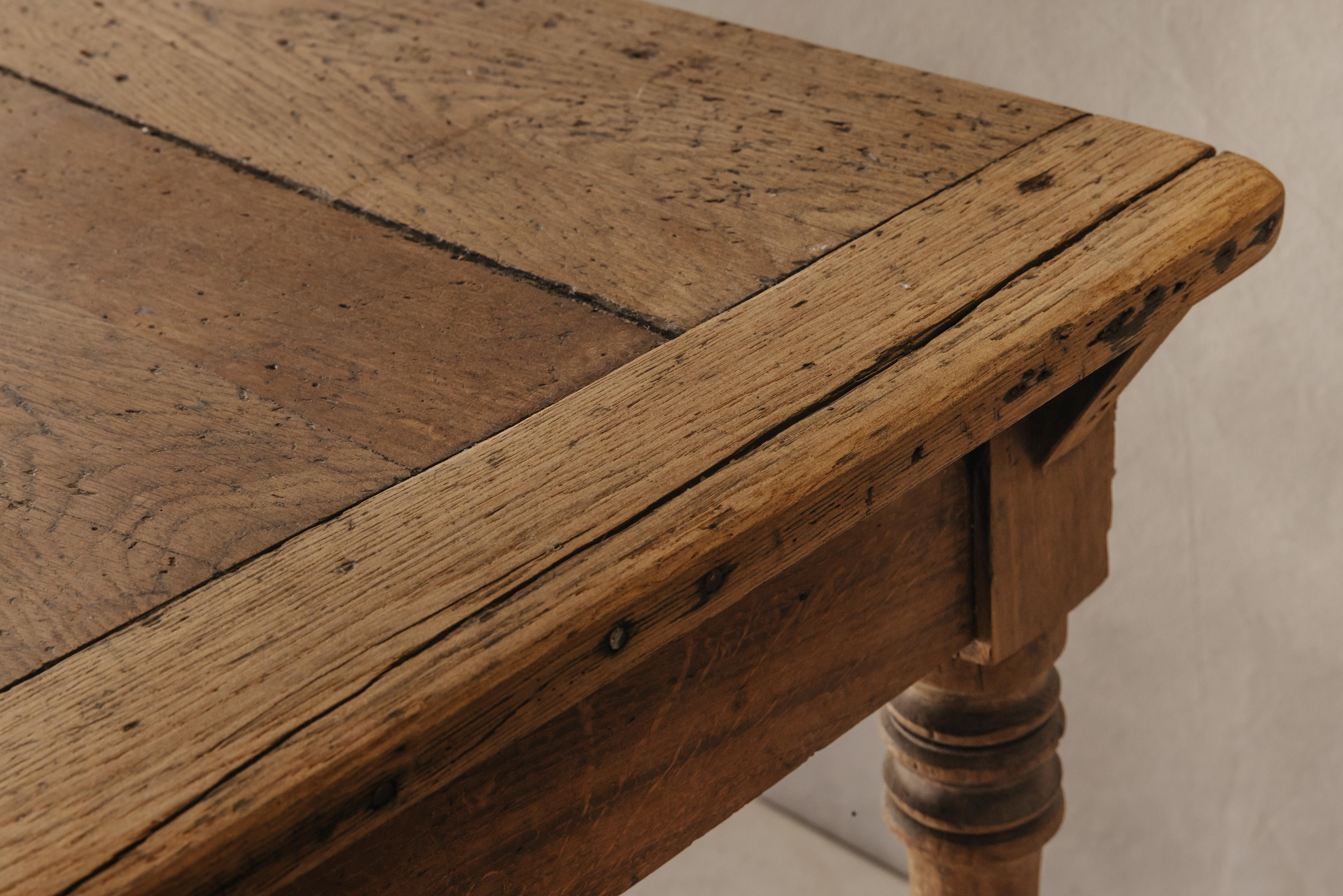 Oak Early Draper Console Table From France, Circa 1940