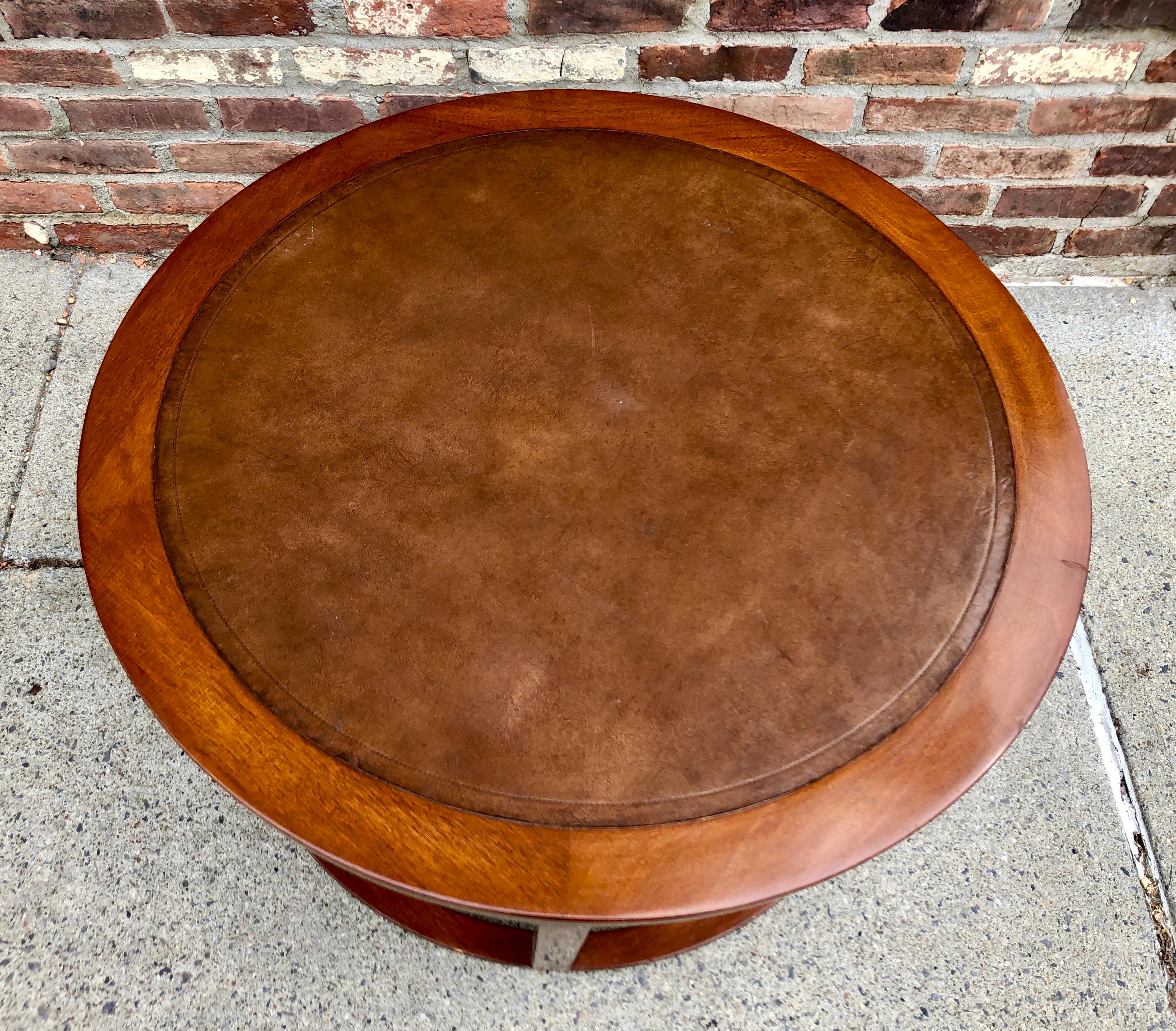 Leather Early Dunbar Cocktail Table For Sale