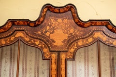 Early Dutch Bombé Marquetry Display Cabinet for Restoration