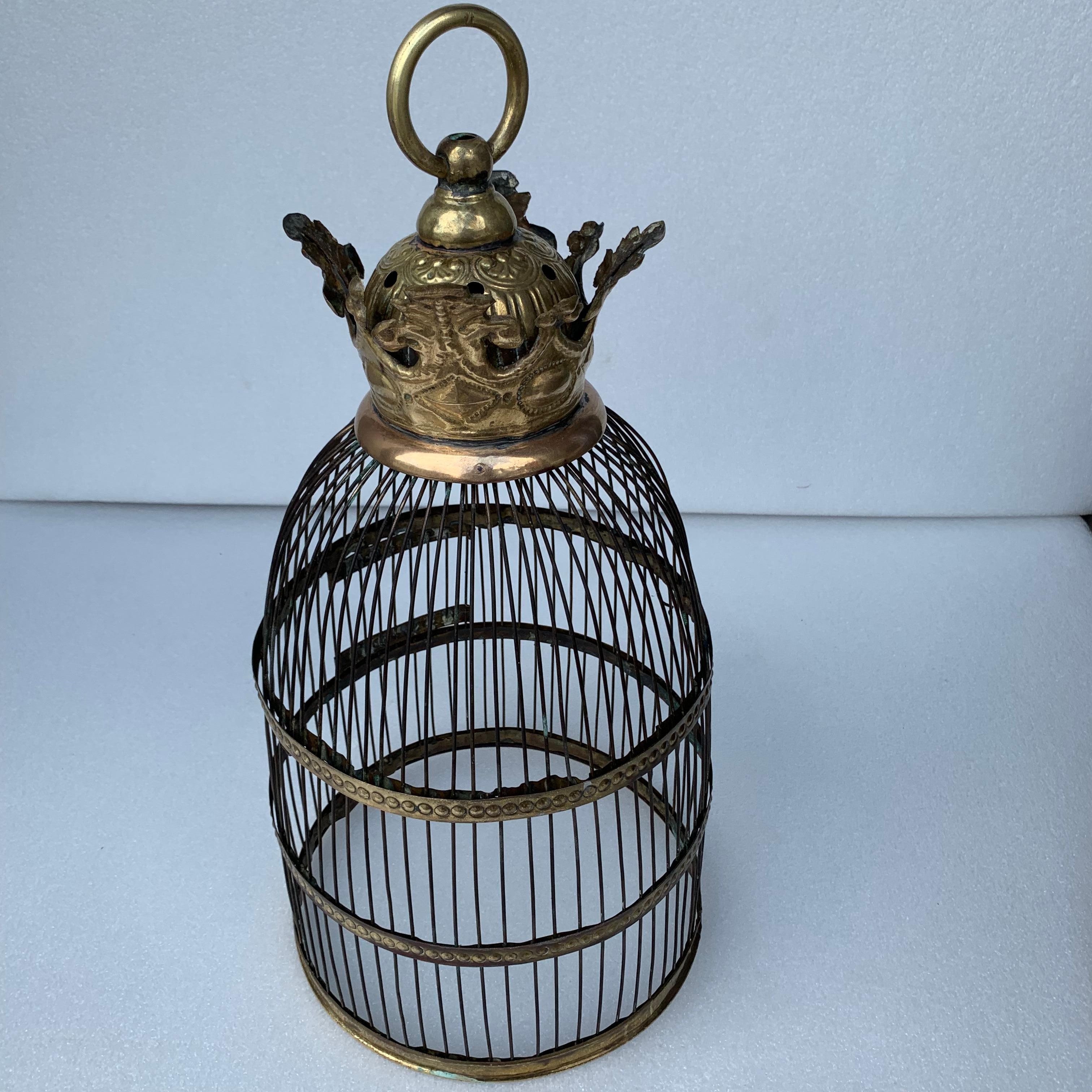 Early Dutch Antique Brass Bird Cage For Sale 10