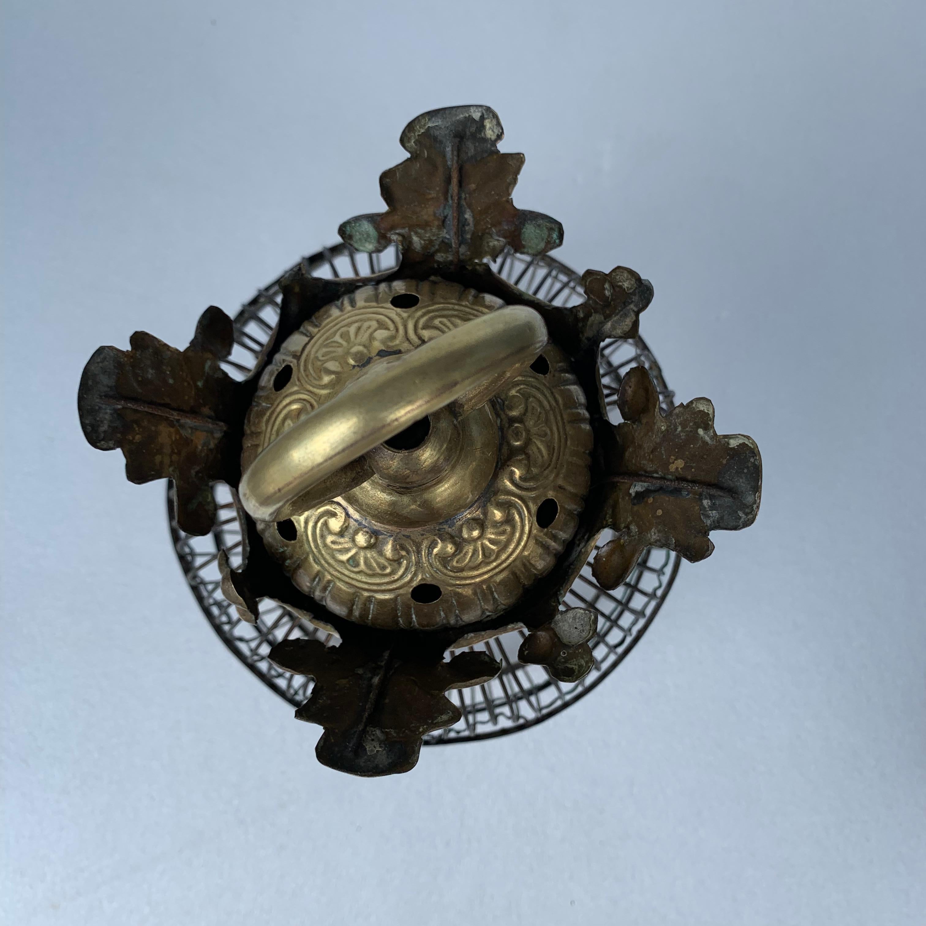 19th Century Early Dutch Antique Brass Bird Cage For Sale