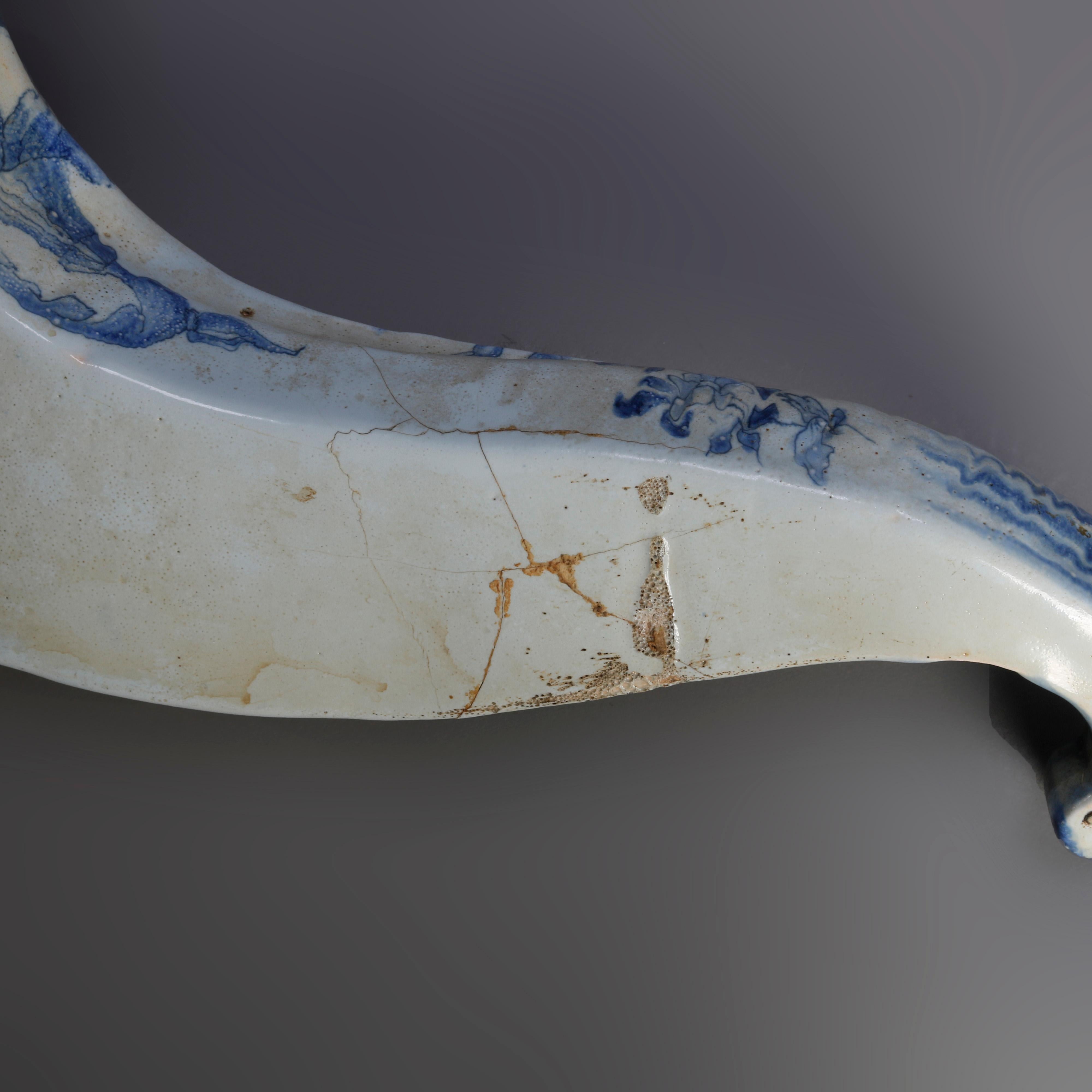 Early Dutch Delft Pottery Cornucopia Form Wall Pockets, 18th Century In Good Condition In Big Flats, NY