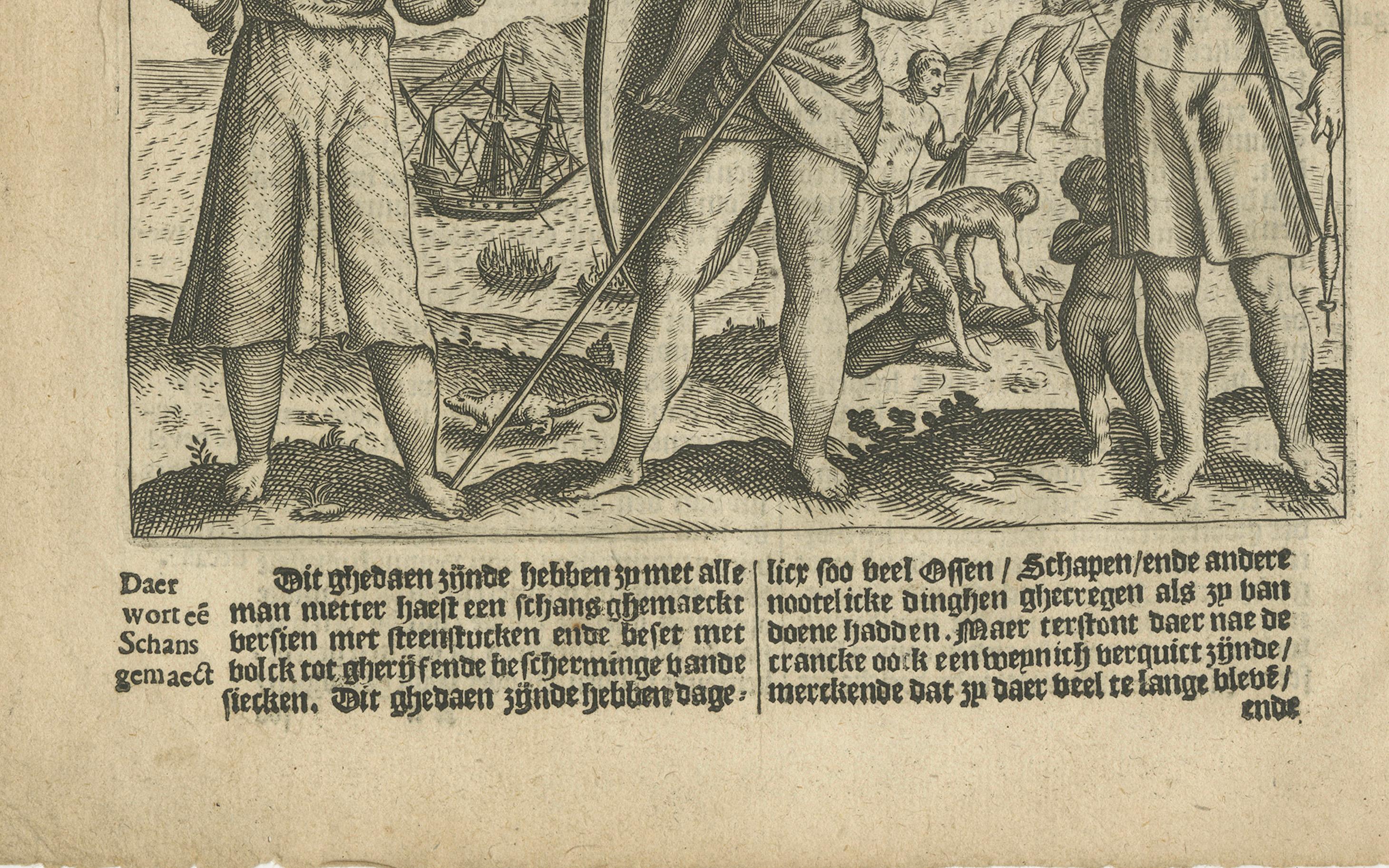 Gravure hollandaise ancienne de peuples indigènes, tirée de Pontanus' Amsterdam, 1611 en vente 1