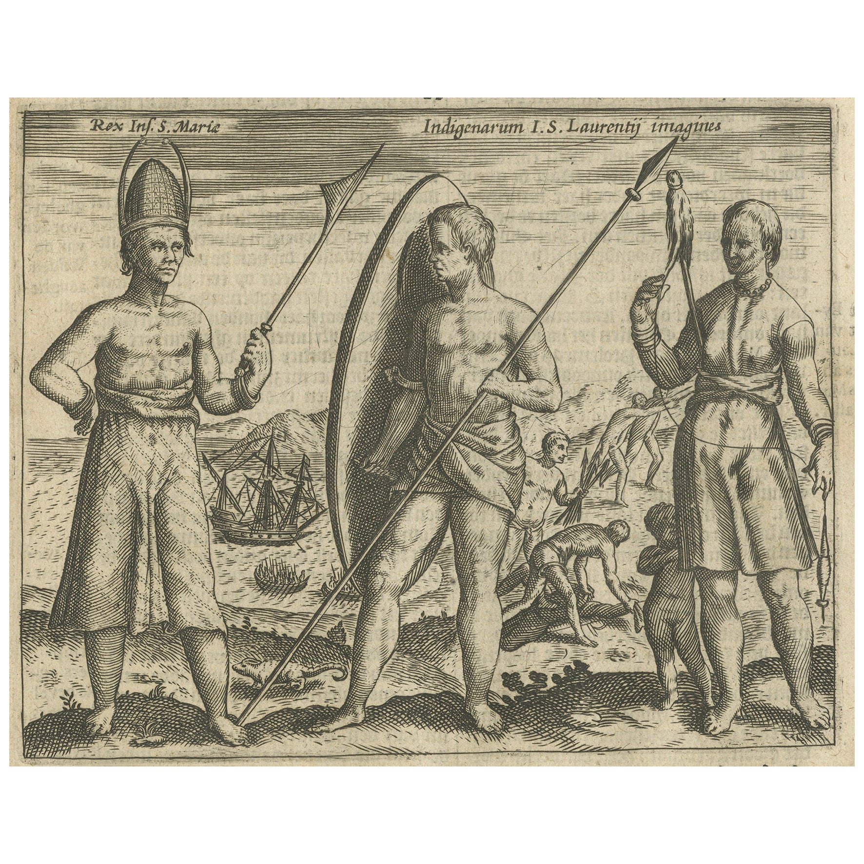 Early Dutch Engraving of Indigenous Peoples, from Pontanus’ Amsterdam, 1611