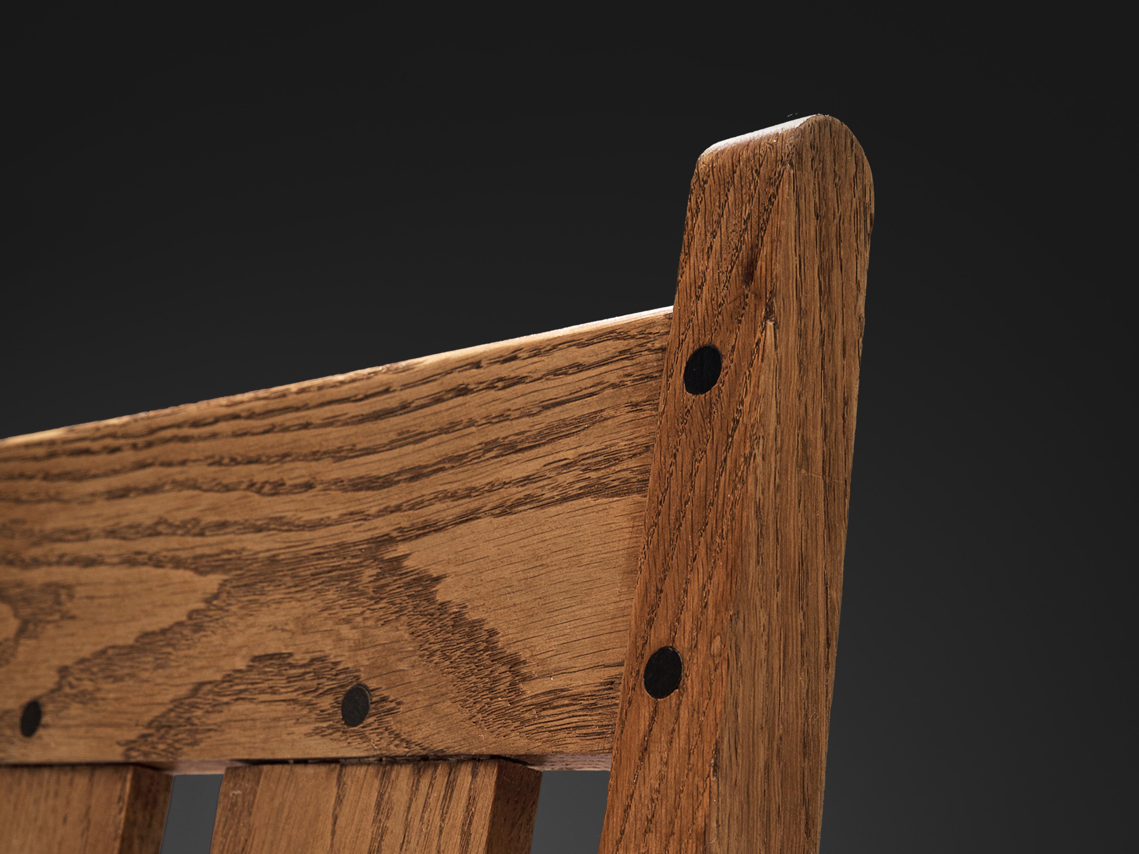 Art déco Chaise longue hollandaise ancienne en chêne et chêne cordé en vente