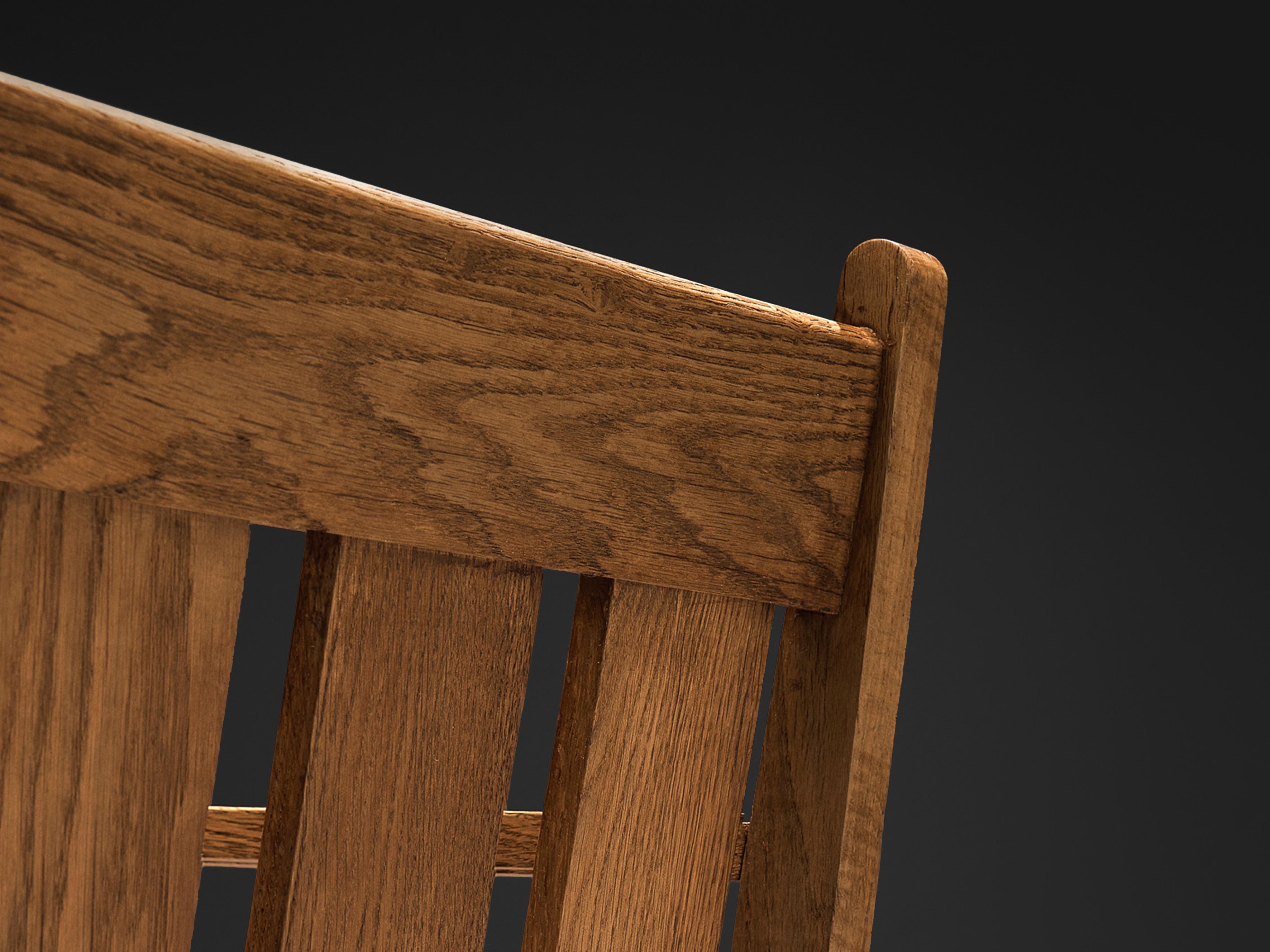 Chaise longue hollandaise ancienne en chêne et chêne cordé Bon état - En vente à Waalwijk, NL