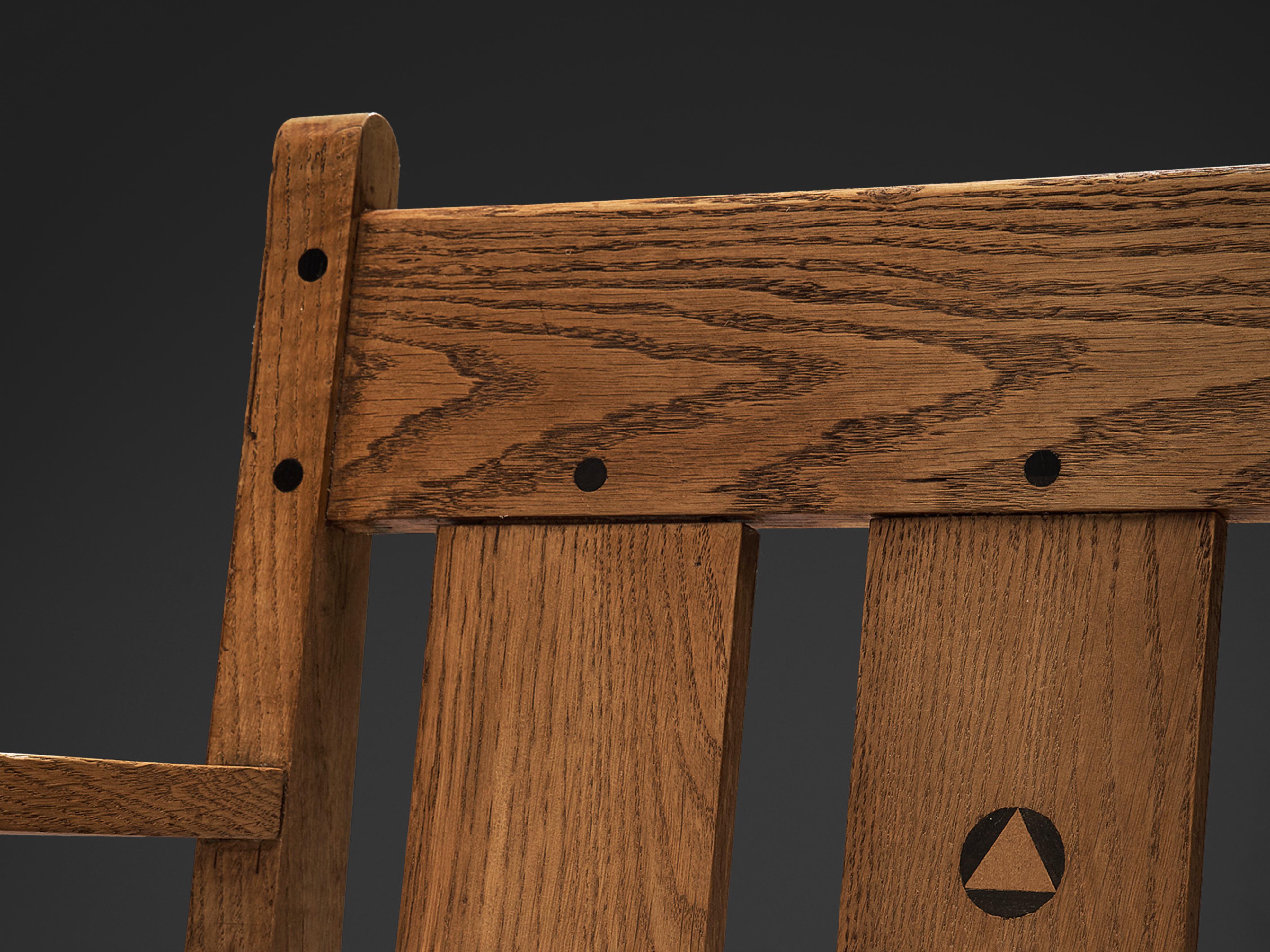 Corde Chaise longue hollandaise ancienne en chêne et chêne cordé en vente