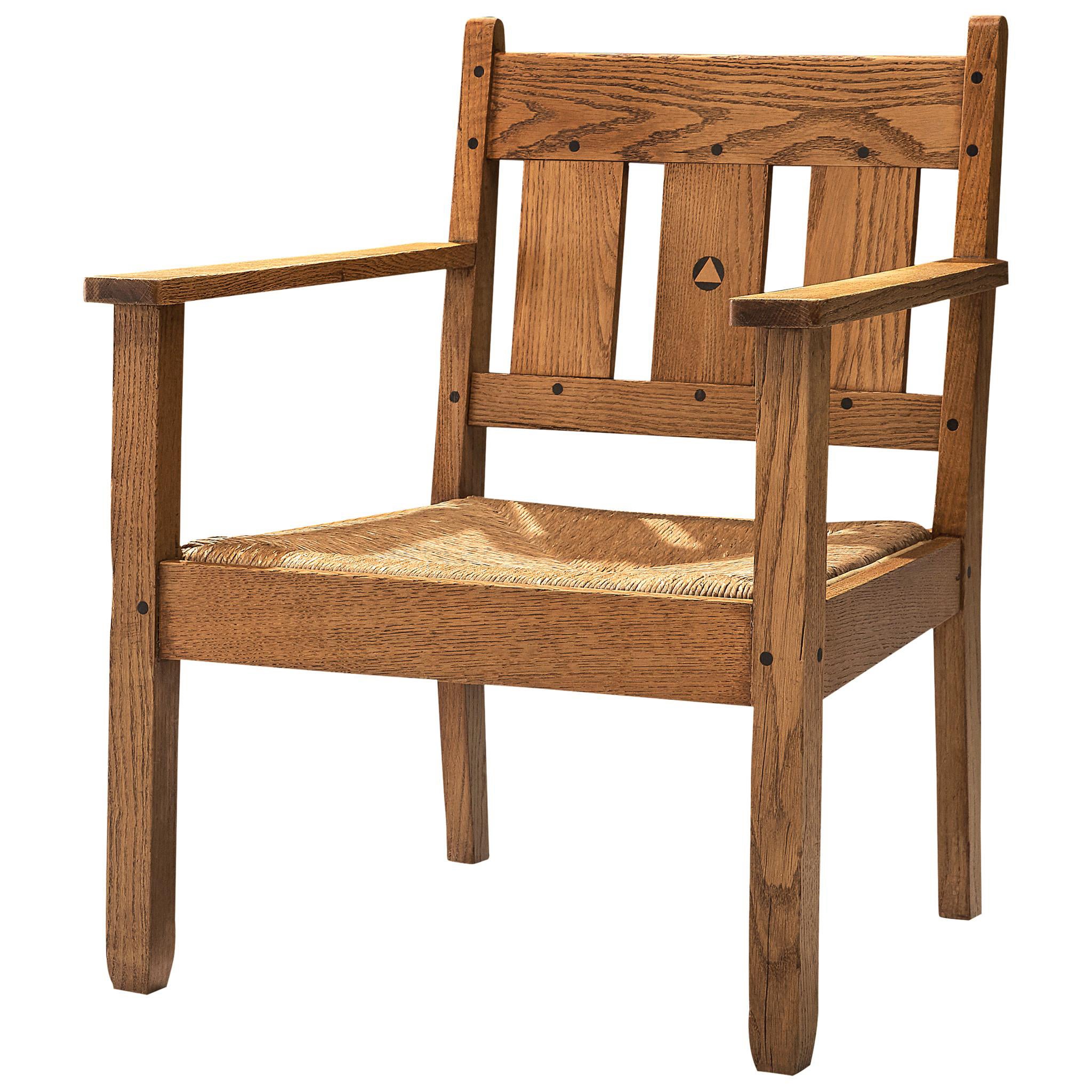 Frühholländischer Sessel in Eiche und Rope Oak