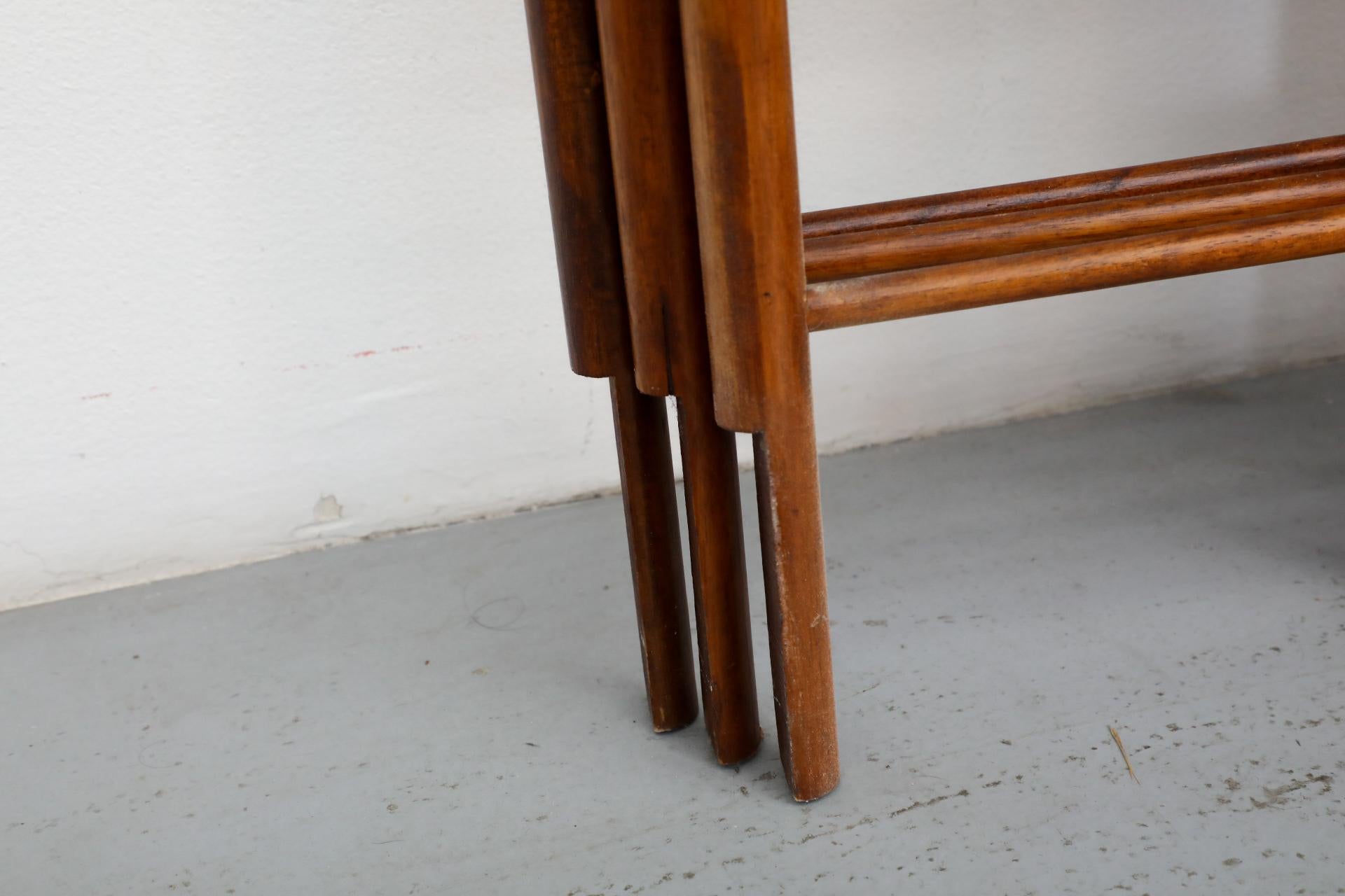 Estantería modernista holandesa de dos cuerpos con listones y laterales de escalera 12