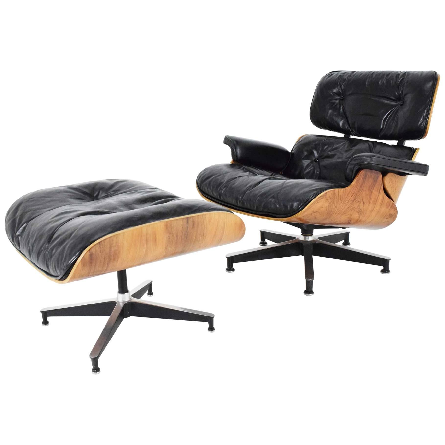 Early Eames 670 Lounge Chair and 671 Ottoman in Rosewood by Herman Miller