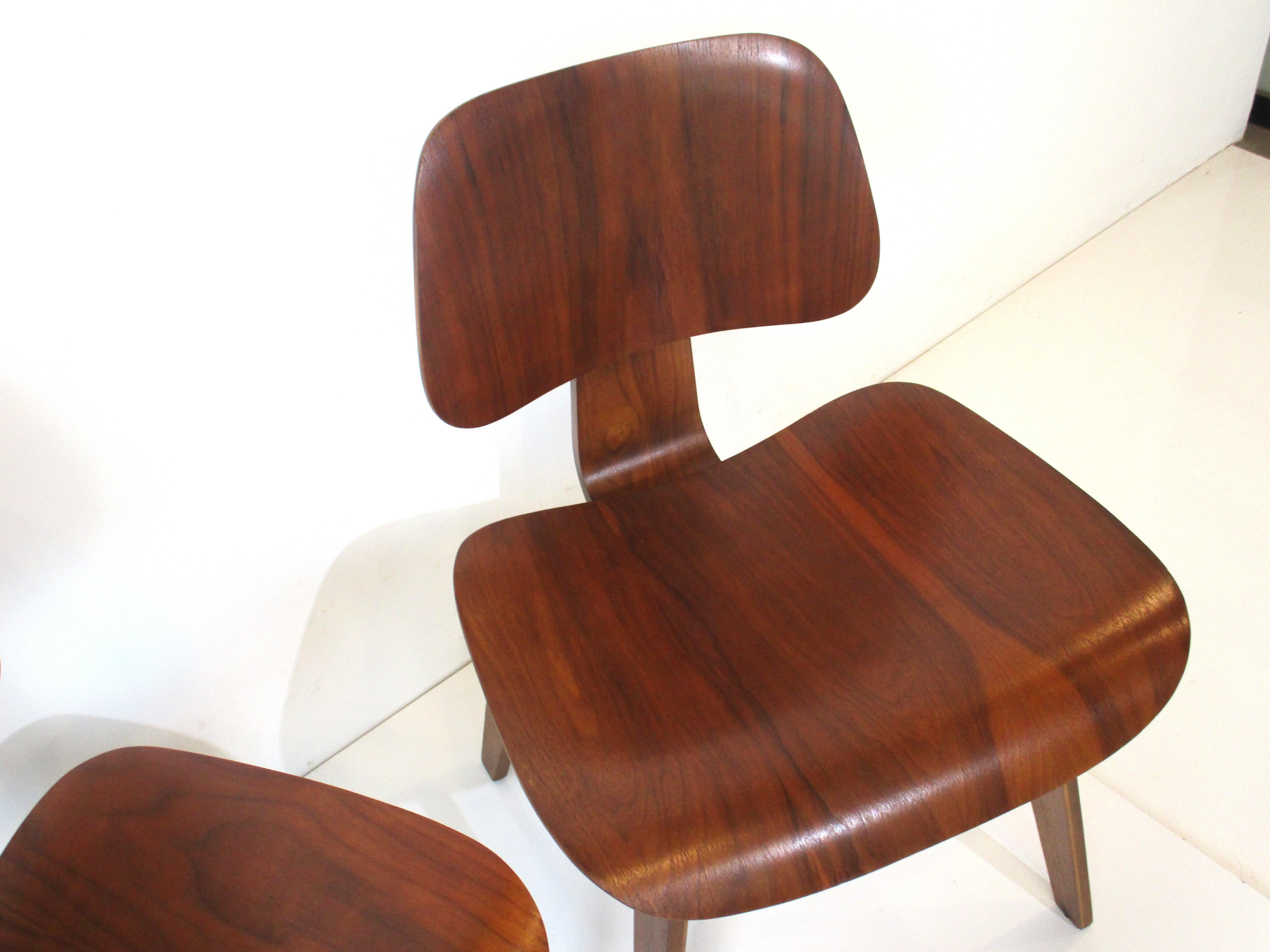 North American Early Eames Bent Walnut DCW for Herman Miller  For Sale