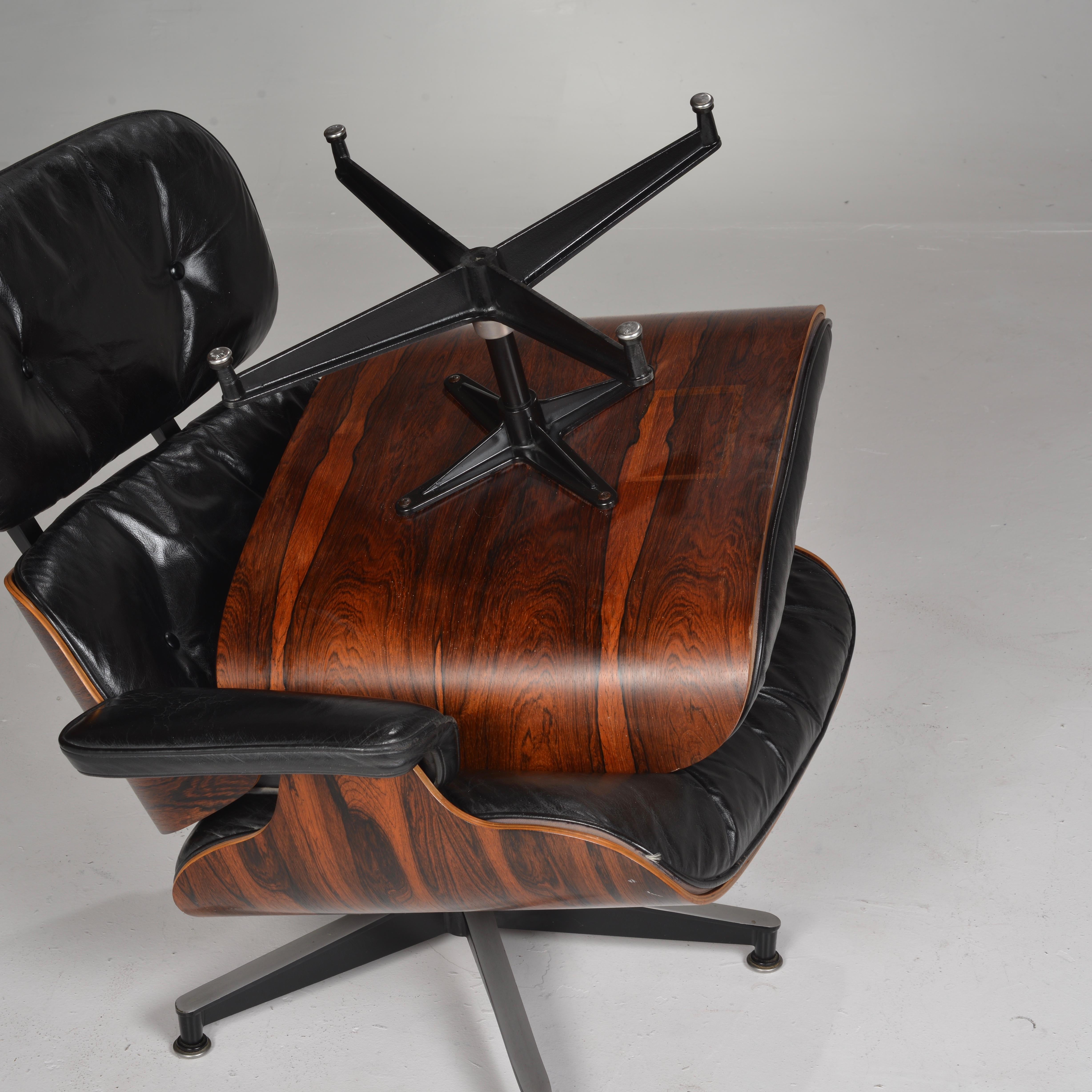 Early Eames Chair and Ottoman in Rosewood For Sale 3