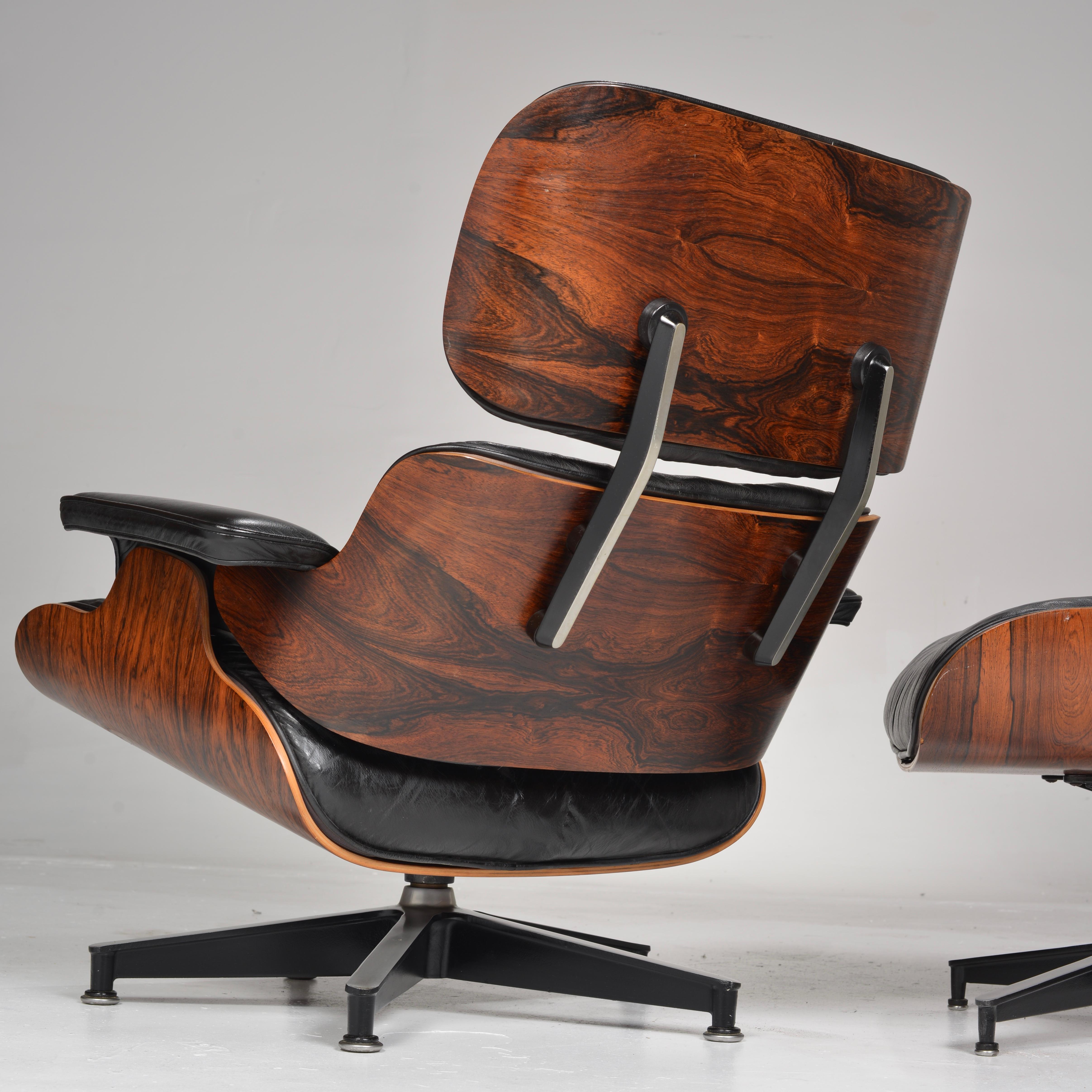 American Early Eames Chair and Ottoman in Rosewood For Sale