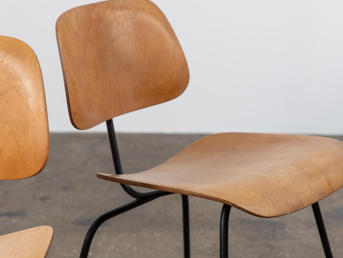 Early Eames DCM Birch Plywood Dining Chairs For Sale 3