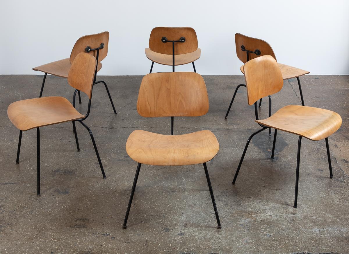 Mid-Century Modern Early Eames DCM Birch Plywood Dining Chairs For Sale