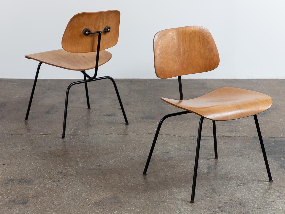 Molded Early Eames DCM Birch Plywood Dining Chairs For Sale