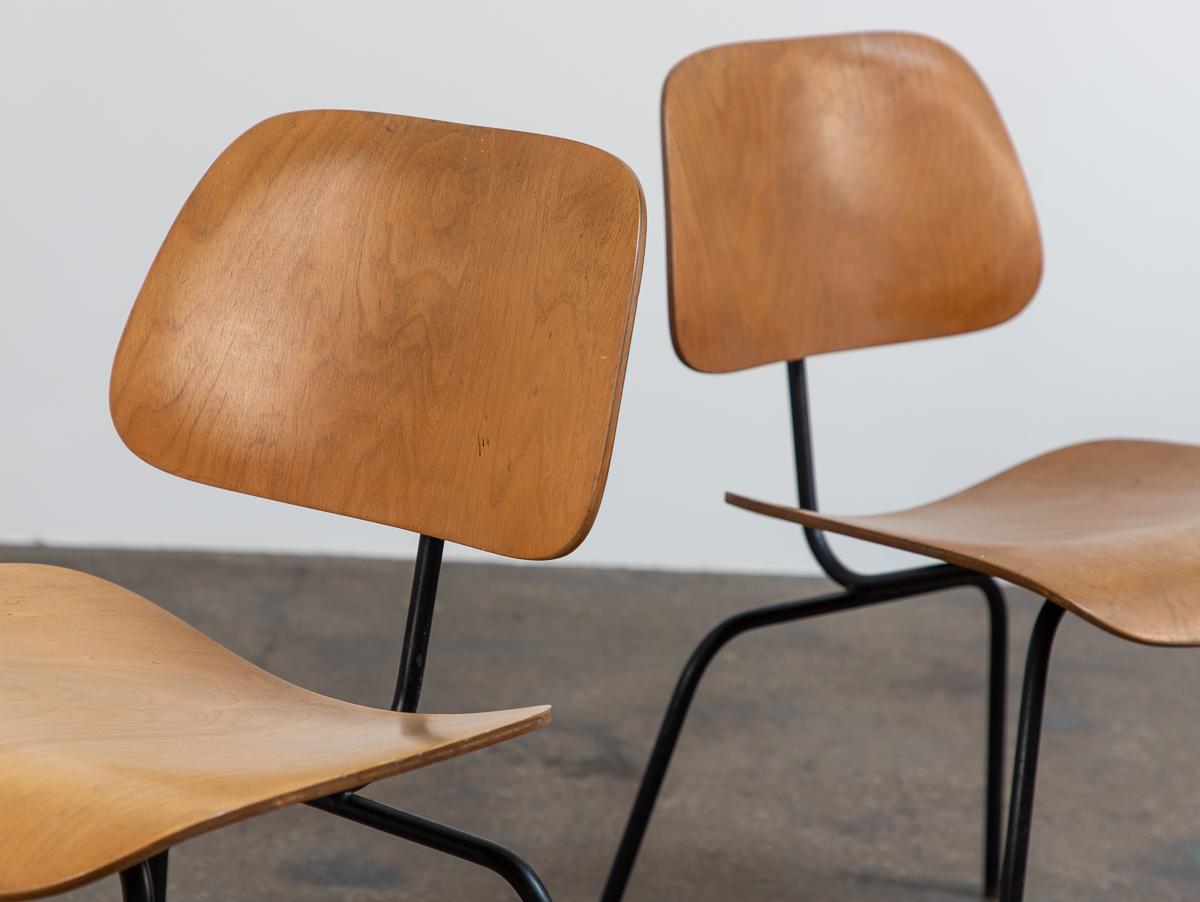 Early Eames DCM Birch Plywood Dining Chairs For Sale 1