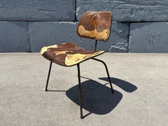 Early Eames DCM Dining Chair with Original Hair on Hide Upholstery, Cowhide