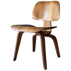 Chaise en contreplaqué Early Eames DCW moderne du milieu du siècle par Evans Products