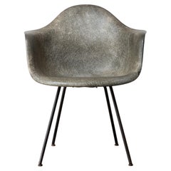 Early Eames Elephant Hide Gray Rope Edge Fiberglass Armchair
